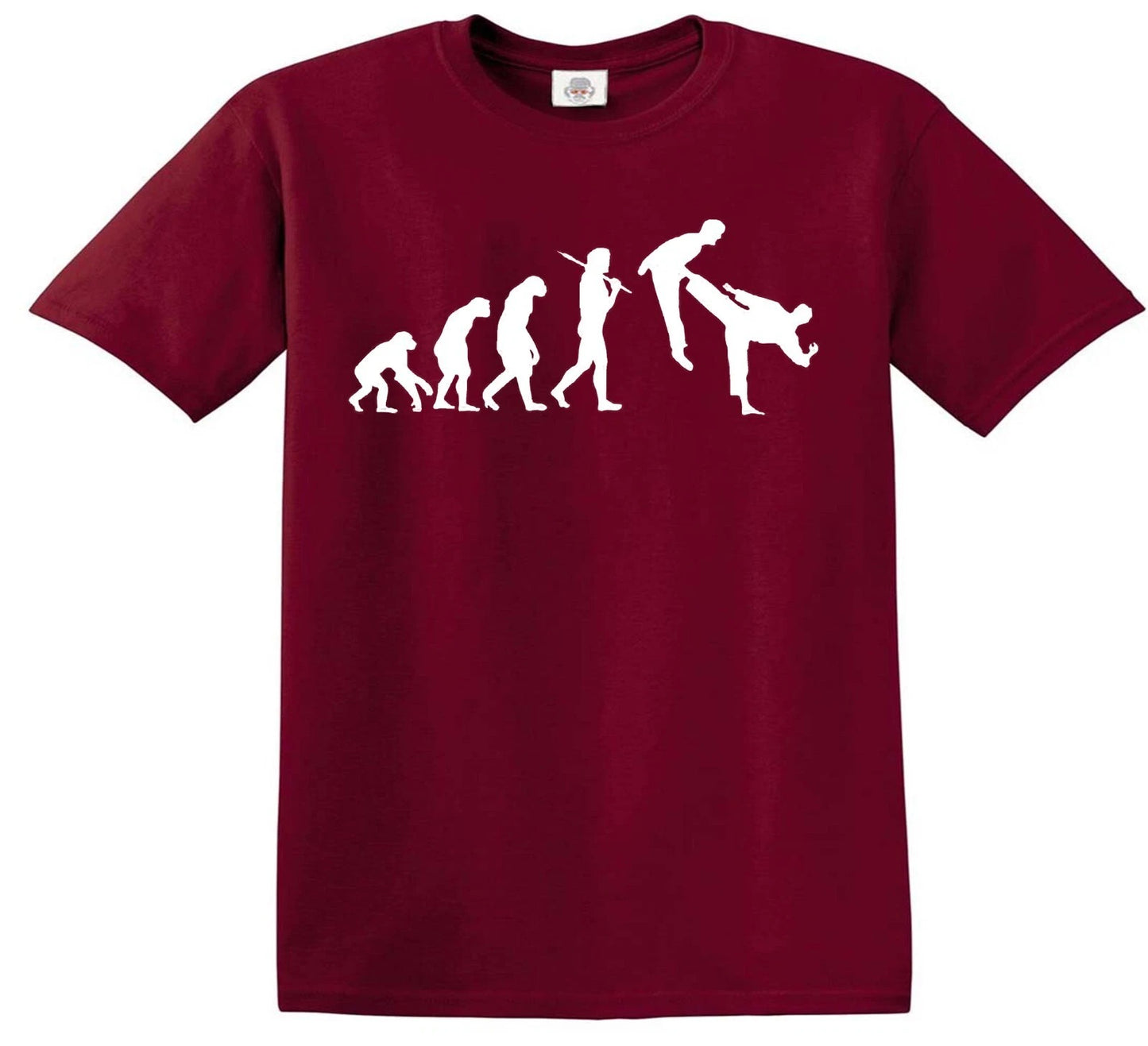 Evolution of Martial Arts | KID'S T-SHIRT MAROON T-SHIRT WHITE PRINT Evolution of Martial Arts | KID'S T-SHIRT