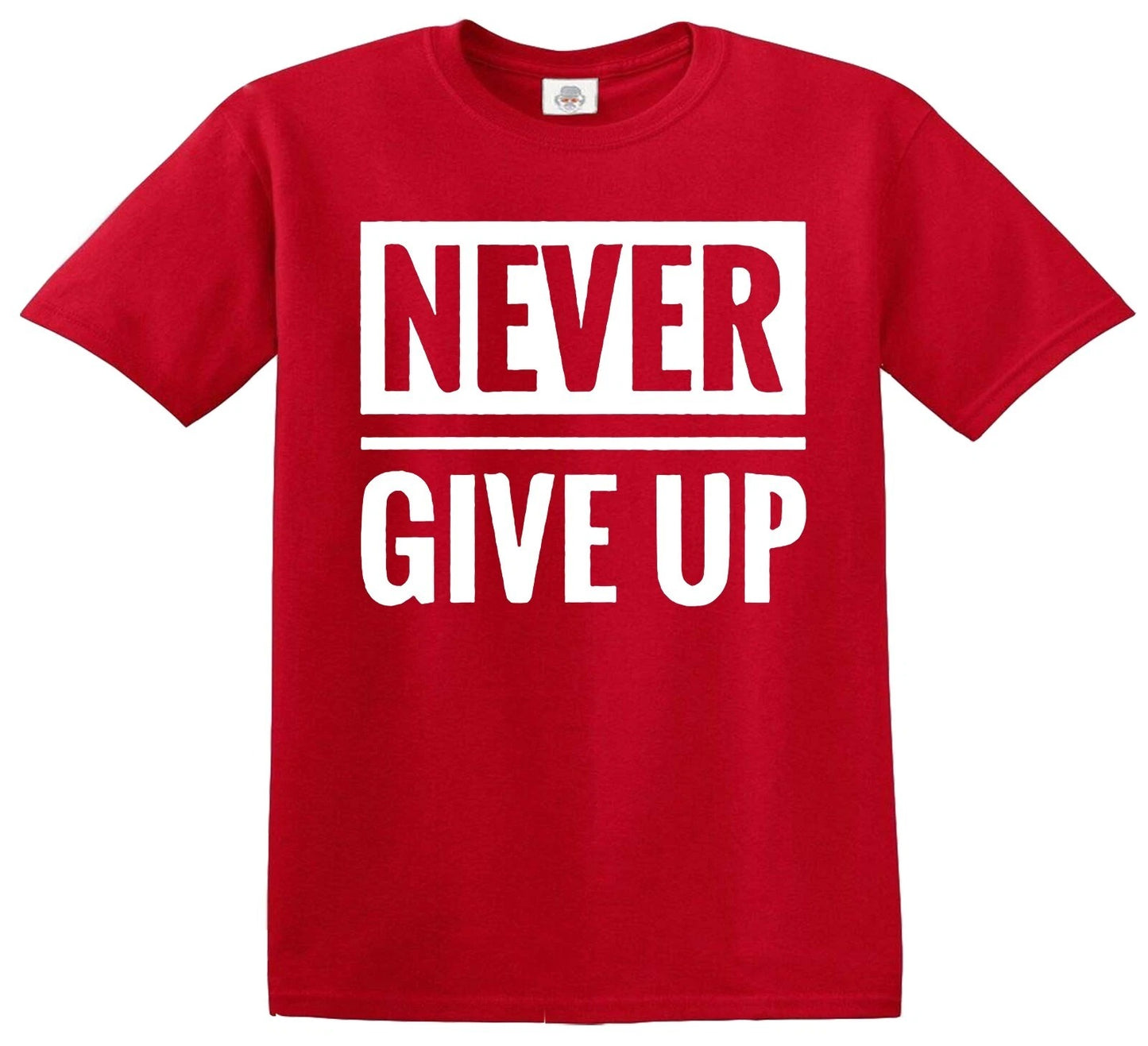 NEVER GIVE UP Slogan Geometric | KID'S T-SHIRT RED T-SHIRT WHITE PRINT NEVER GIVE UP Slogan Geometric | KID'S T-SHIRT