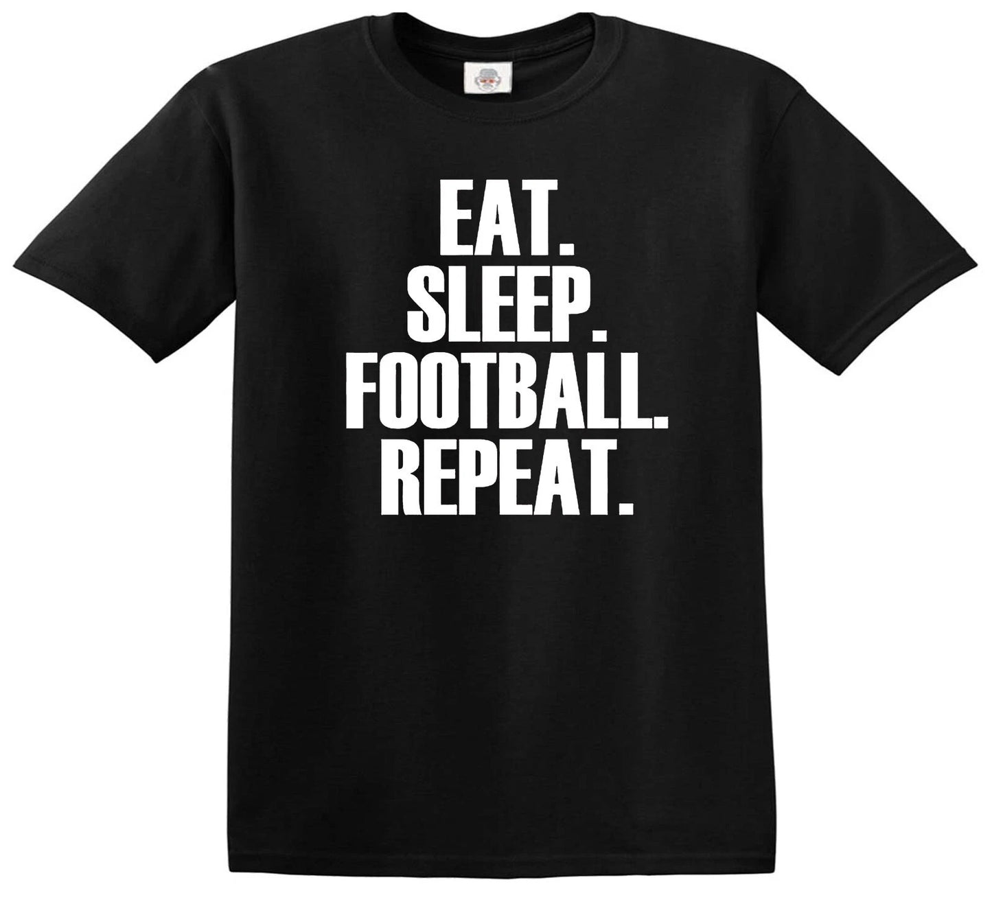 Eat Sleep Football Repeat | KID'S T-SHIRT BLACK T-SHIRT WHITE PRINT Eat Sleep Football Repeat | KID'S T-SHIRT