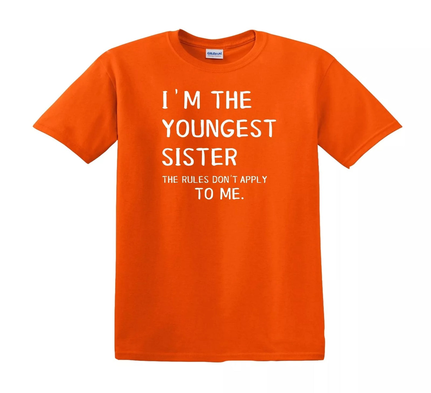 I'M YOUNGEST SISTER | KID'S T-SHIRT ORANGE T-SHIRT WHITE PRINT I'M YOUNGEST SISTER | KID'S T-SHIRT