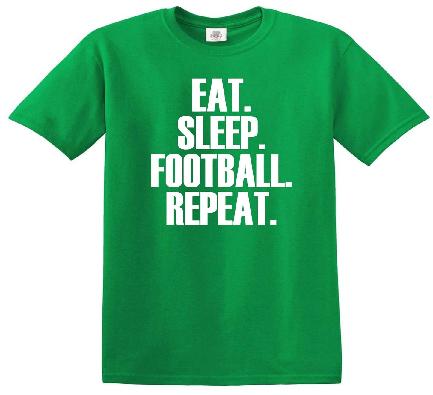 Eat Sleep Football Repeat | KID'S T-SHIRT IRISH GREEN T-SHIRT WHITE PRINT Eat Sleep Football Repeat | KID'S T-SHIRT