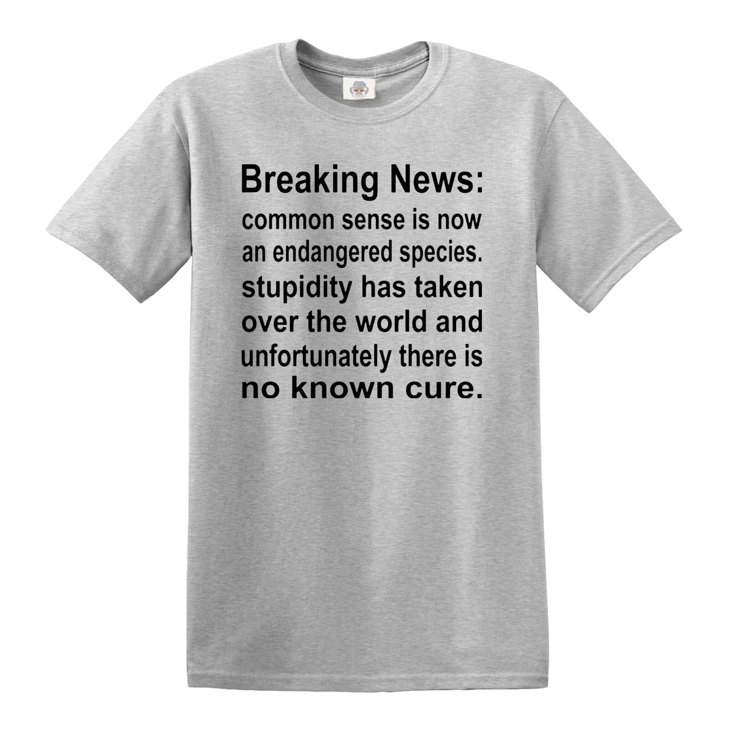 Breaking News common sense | MEN'S T-SHIRT SPORT GRAY T-SHIRT BLACK PRINT Breaking News common sense | MEN'S T-SHIRT