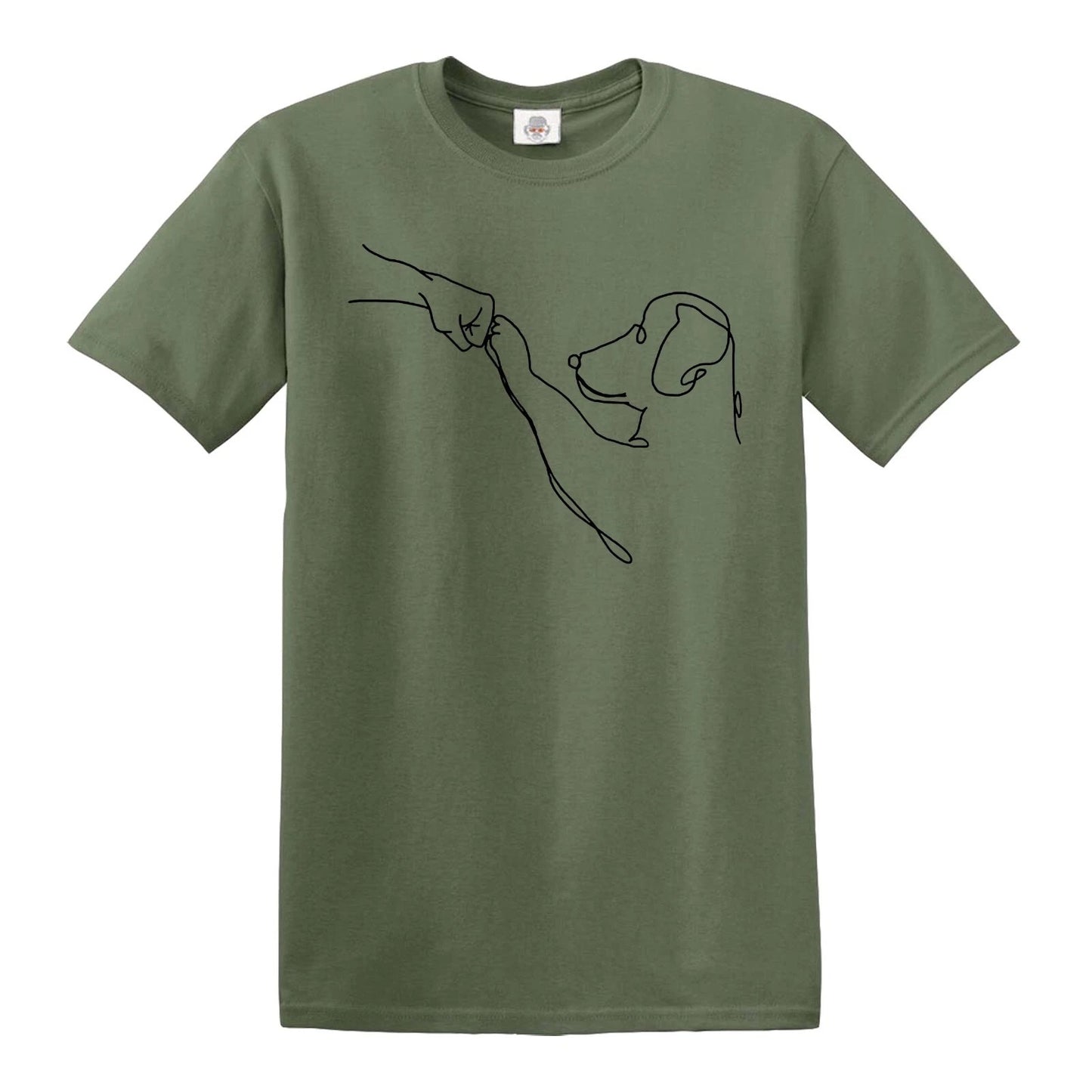 DOG FRIENDSHIP AND LOVE | MEN'S T-SHIRT MILITARY GREEN T-SHIRT BLACK PRINT DOG FRIENDSHIP AND LOVE | MEN'S T-SHIRT