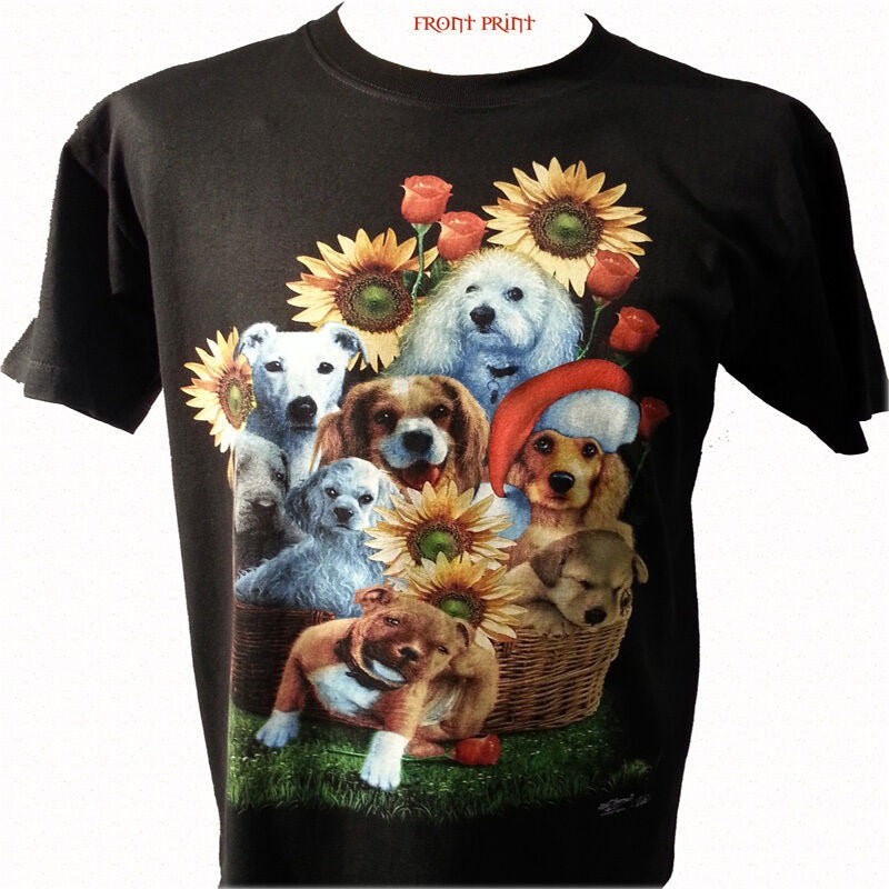 Puppies With Flowers| MEN'S T-SHIRT