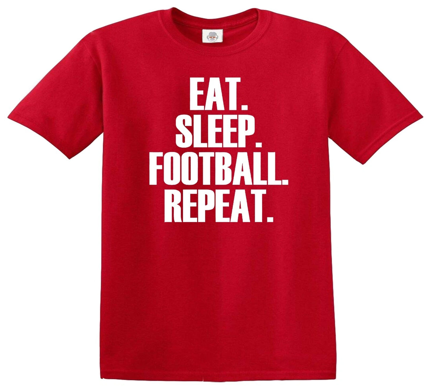Eat Sleep Football Repeat | KID'S T-SHIRT RED T-SHIRT WHITE PRINT Eat Sleep Football Repeat | KID'S T-SHIRT