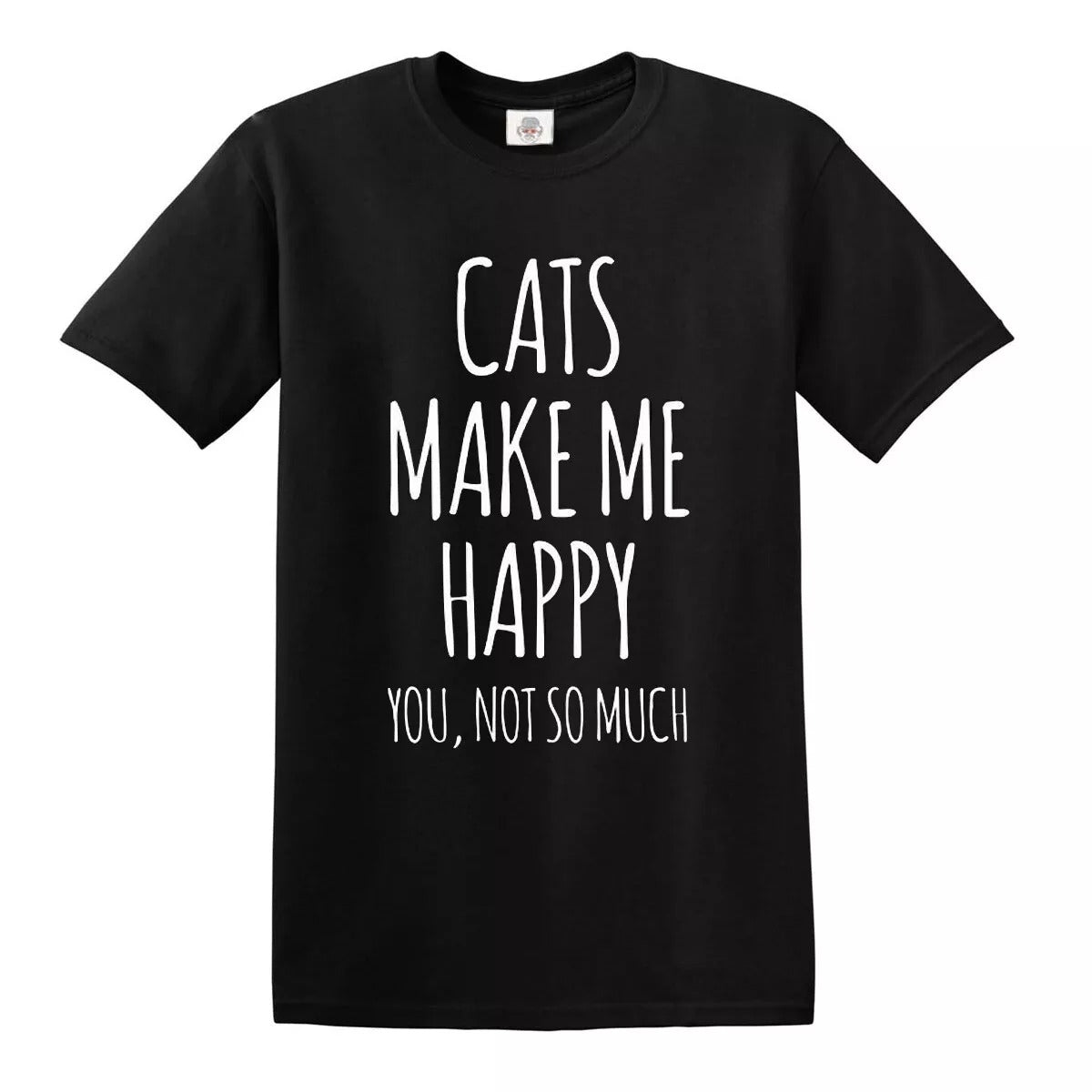 Cats Make Me Happy | MEN'S T-SHIRT BLACK T-SHIRT WHITE PRINT Cats Make Me Happy | MEN'S T-SHIRT