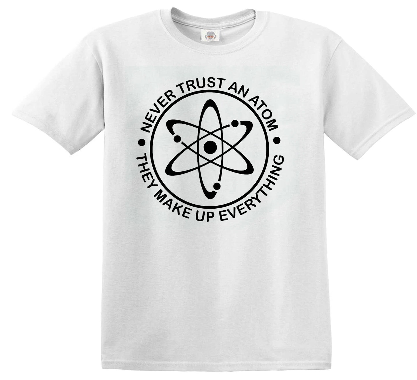 Never Trust an Atom | KID'S T-SHIRT WHITE T-SHIRT BLACK PRINT Never Trust an Atom | KID'S T-SHIRT