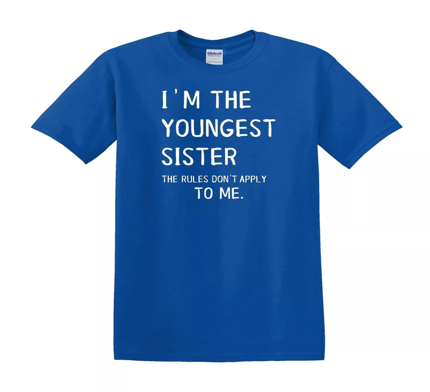 I'M YOUNGEST SISTER | KID'S T-SHIRT ROYAL BLUE T-SHIRT WHITE PRINT I'M YOUNGEST SISTER | KID'S T-SHIRT