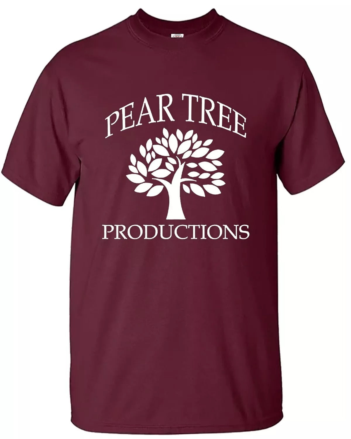 Pear Tree Productions Men's T-Shirt MAROON T-SHIRT WHITE PRINT Pear Tree Productions Men's T-Shirt