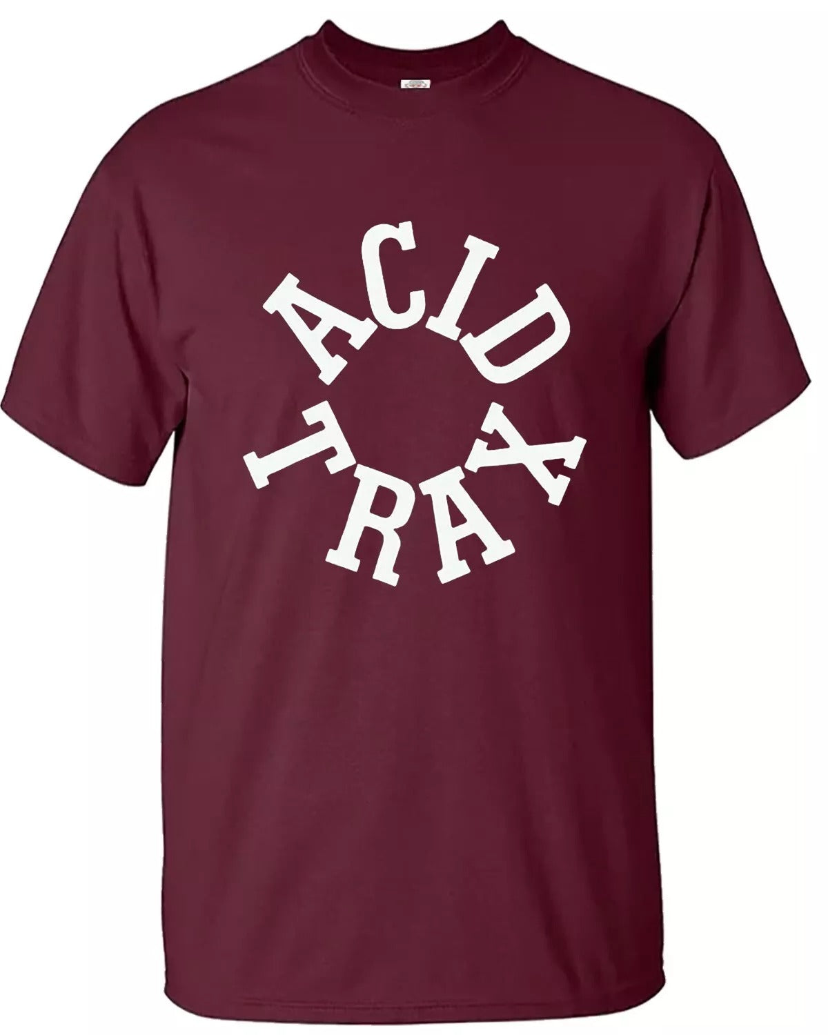 Acid Trax T-Shirt Men's Funny acid house MAROON T-SHIRT WHITE PRINT Acid Trax T-Shirt Men's Funny acid house