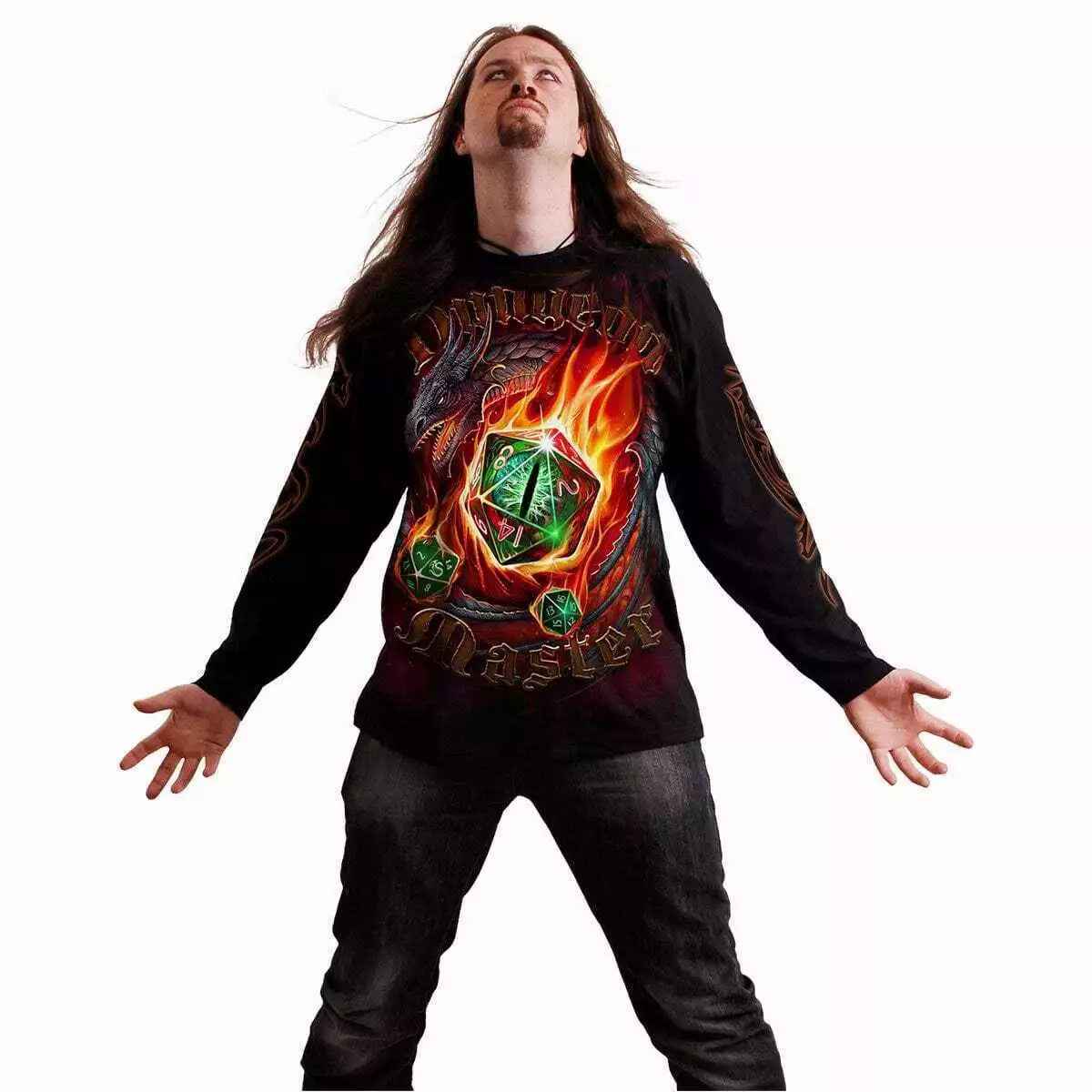 SPIRAL DIRECT Dungeon Master Long Sleeve T-Shirt - Goth Rock Metal Dragon Fire Top SPIRAL DIRECT Dungeon Master Long Sleeve T-Shirt - Goth Rock Metal Dragon Fire Top