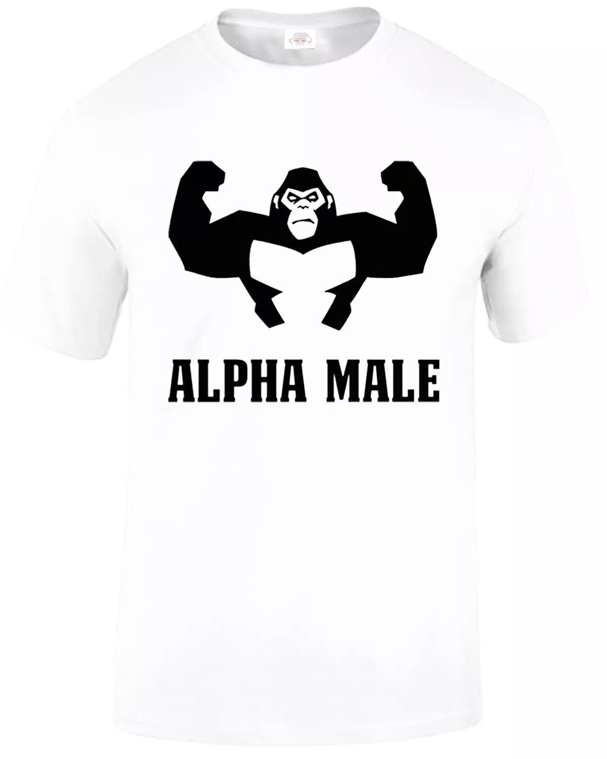 Alpha Male Gorilla Men's Funny T-Shirt WHITE T-SHIRT BLACK PRINT Alpha Male Gorilla Men's Funny T-Shirt
