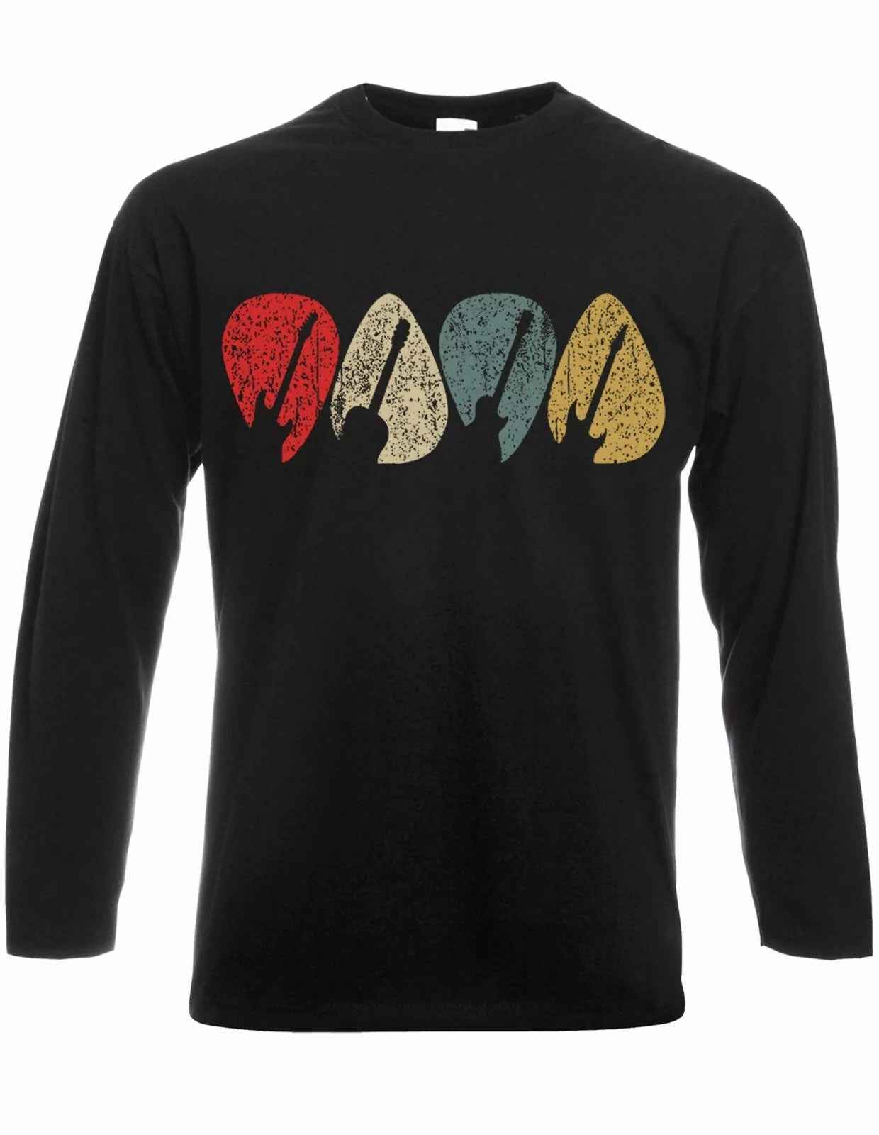 Guitar Picks T-Shirt Mens Long Sleeve Rock Metal Band Music Christmas Gift Top Guitar Picks T-Shirt Mens Long Sleeve Rock Metal Band Music Christmas Gift Top