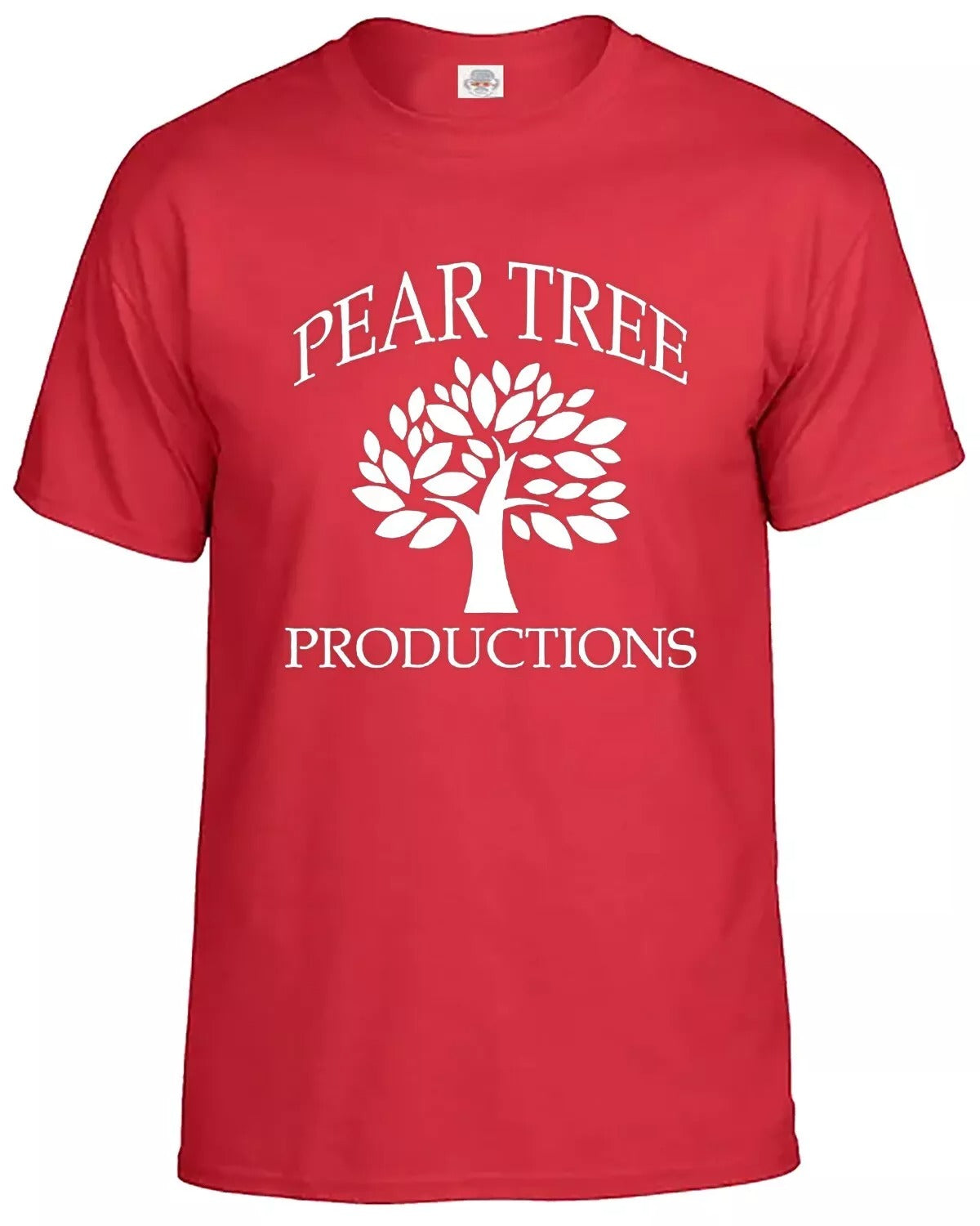 Pear Tree Productions Men's T-Shirt RED T-SHIRT WHITE PRINT Pear Tree Productions Men's T-Shirt