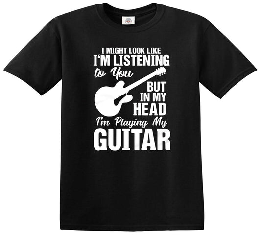 I Might Look Like I'm Listening | KID'S T-SHIRT BLACK T-SHIRT WHITE PRINT I Might Look Like I'm Listening | KID'S T-SHIRT