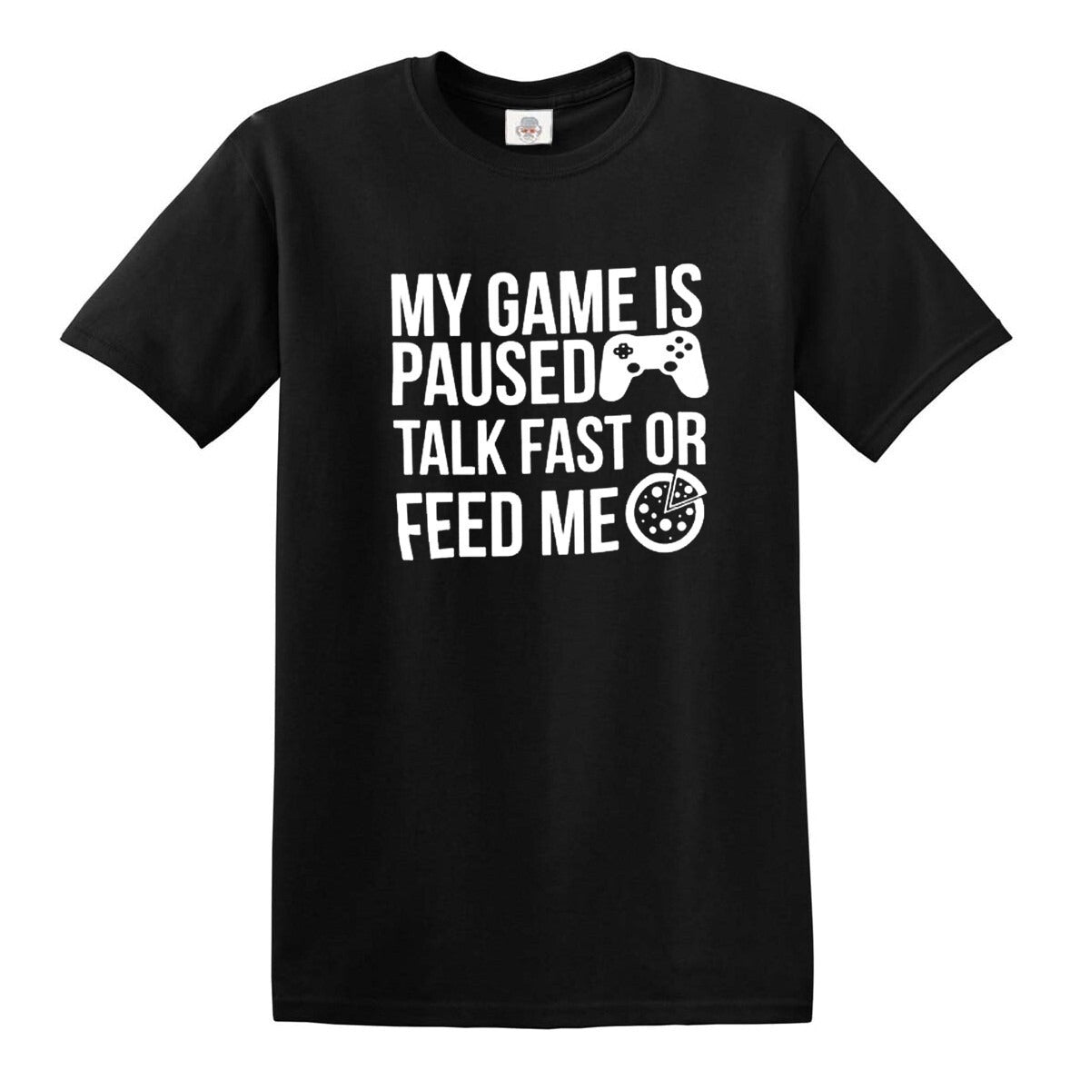 Funny My Game is Paused | MEN'S T-SHIRT BLACK T-SHIRT WHITE PRINT Funny My Game is Paused | MEN'S T-SHIRT
