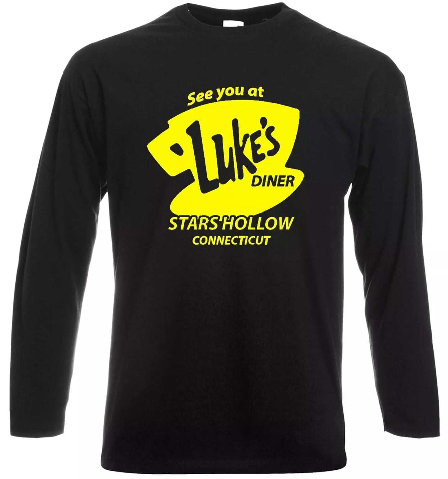Luke's Diner Long Sleeve T-Shirt BLACK T-SHIRT YELLOW PRINT Luke's Diner Long Sleeve T-Shirt