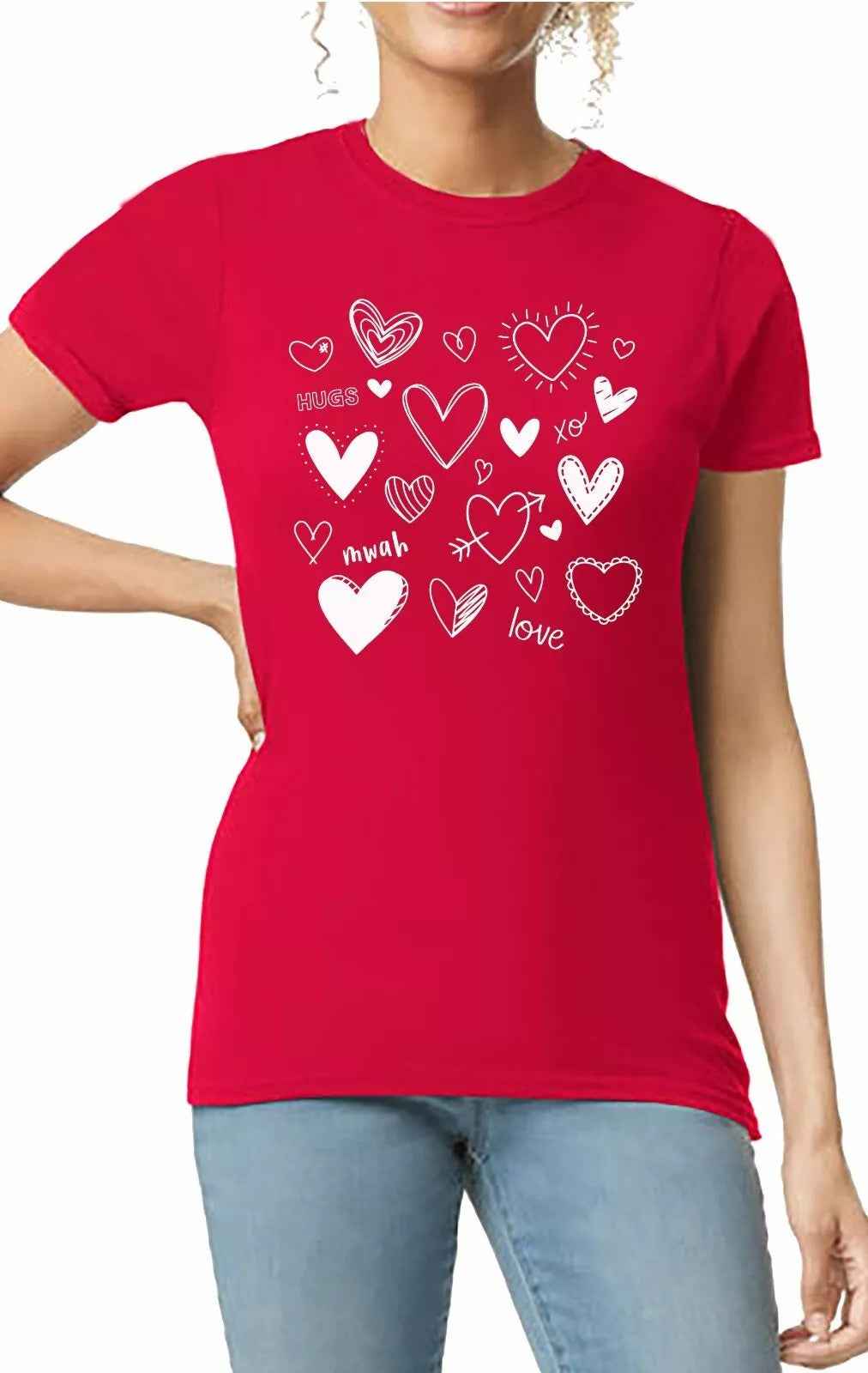 Valentine's Day T-shirt Hugs Mwah Love Xo Women's Cute Gift Idea Tee Top Valentine's Day T-shirt Hugs Mwah Love Xo Women's Cute Gift Idea Tee Top