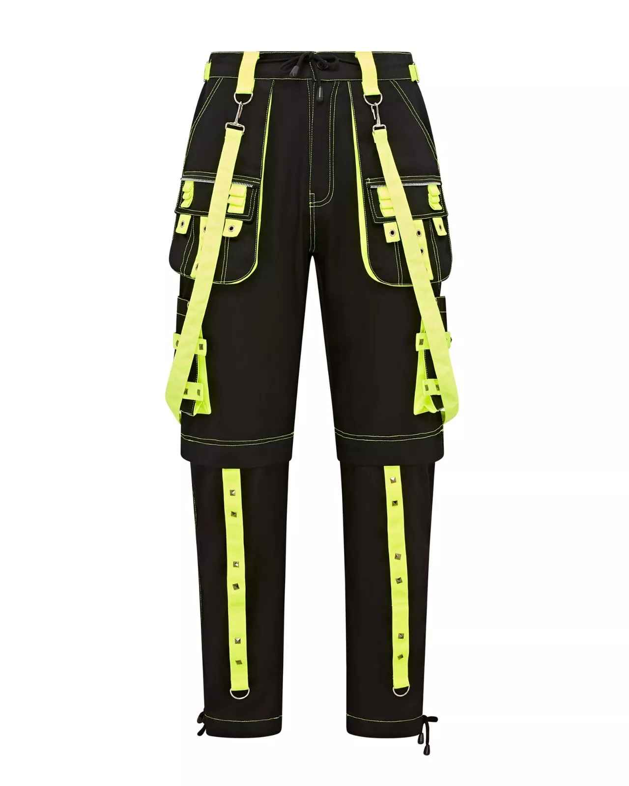 Darkwear Neon Green Cargo Pants with 6 Pockets for Goth Punk Metal Rock Style Darkwear Neon Green Cargo Pants with 6 Pockets for Goth Punk Metal Rock Style