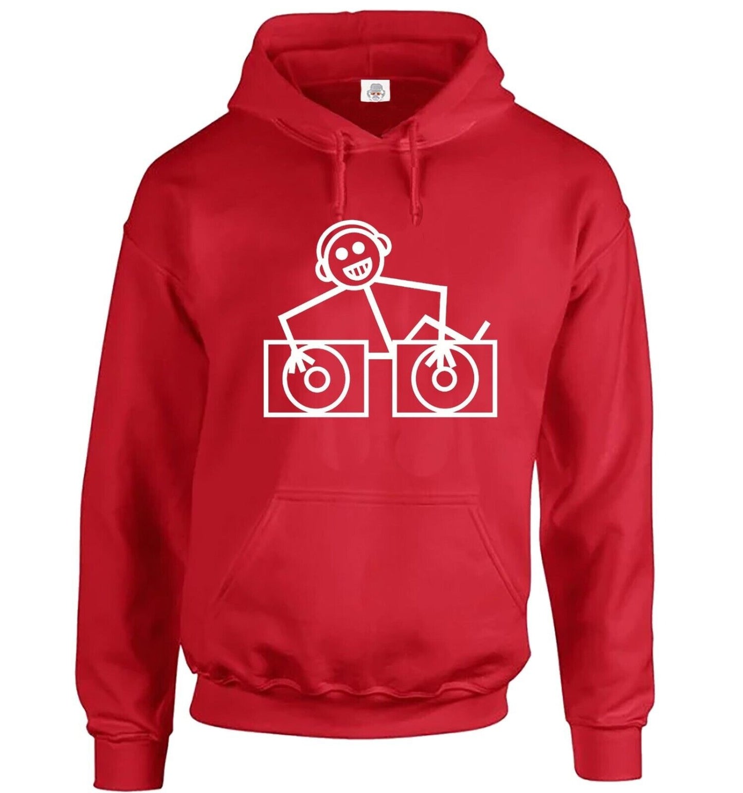 DJ Club Dance Hoody Men's Rave Music House RED HOODY WHITE PRINT DJ Club Dance Hoody Men's Rave Music House