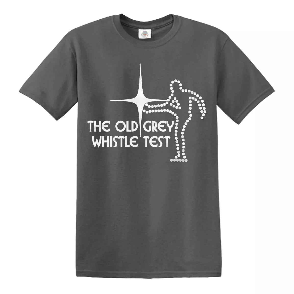 Old Grey Whistle Test T-Shirt for Men CHARCOAL T-SHIRT WHITE PRINT Old Grey Whistle Test T-Shirt for Men