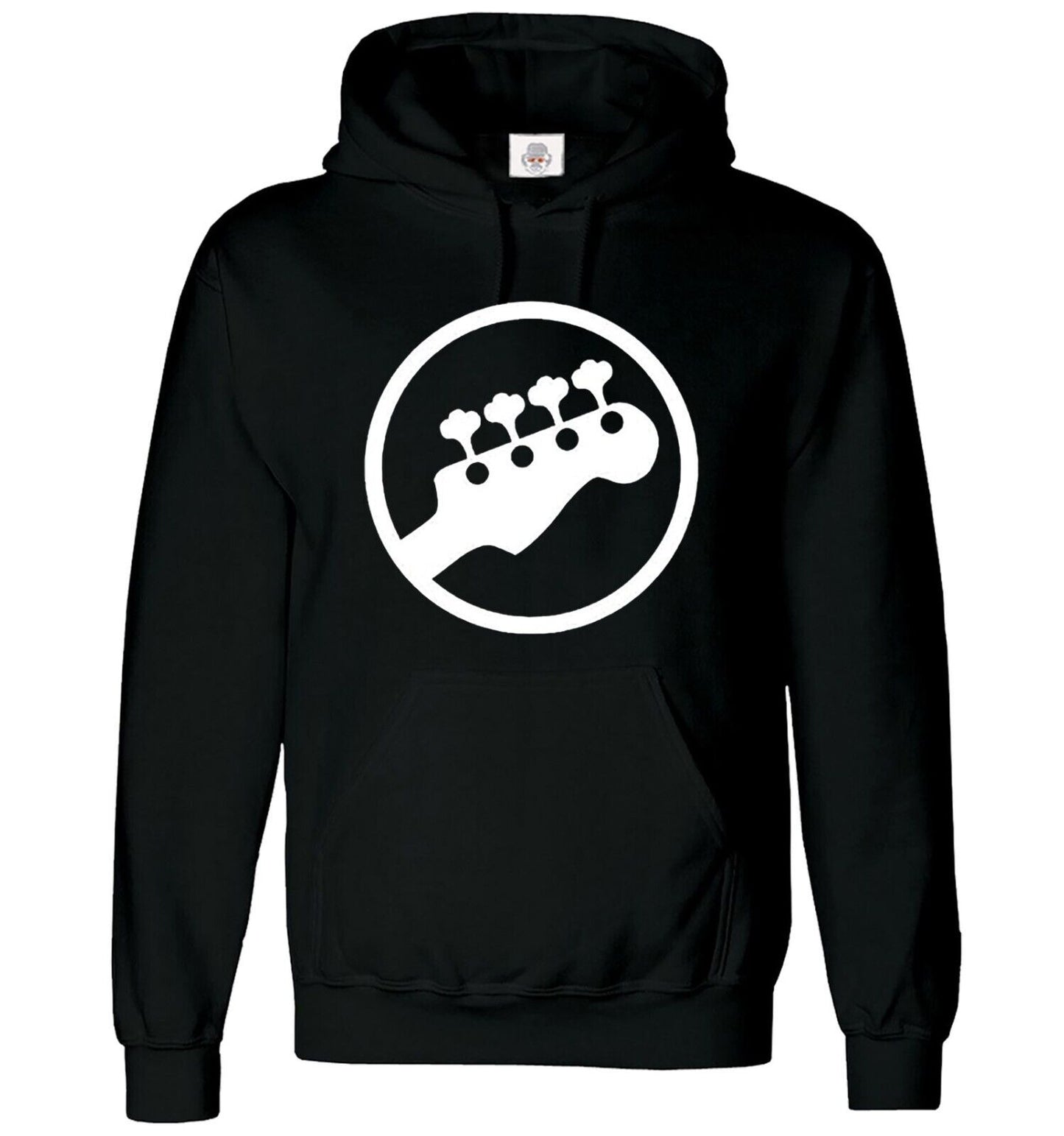 Bass Guitar Player Hoody Sweatshirt Men's BLACK HOODY WHITE PRINT Bass Guitar Player Hoody Sweatshirt Men's