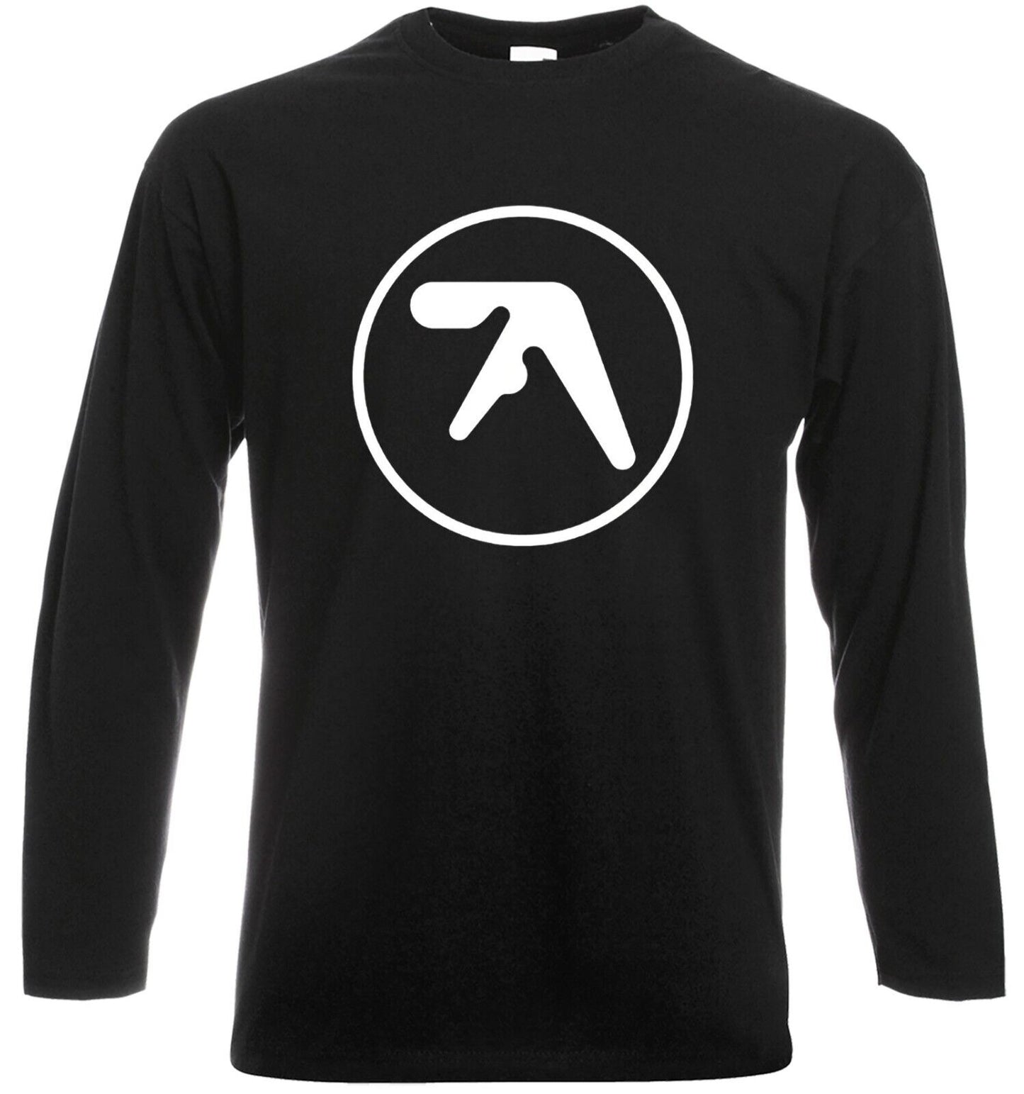 Aphex Twin Long Sleeve Funny T-Shirt Men's BLACK LONG SLEEVE WHITE PRINT Aphex Twin Long Sleeve Funny T-Shirt Men's