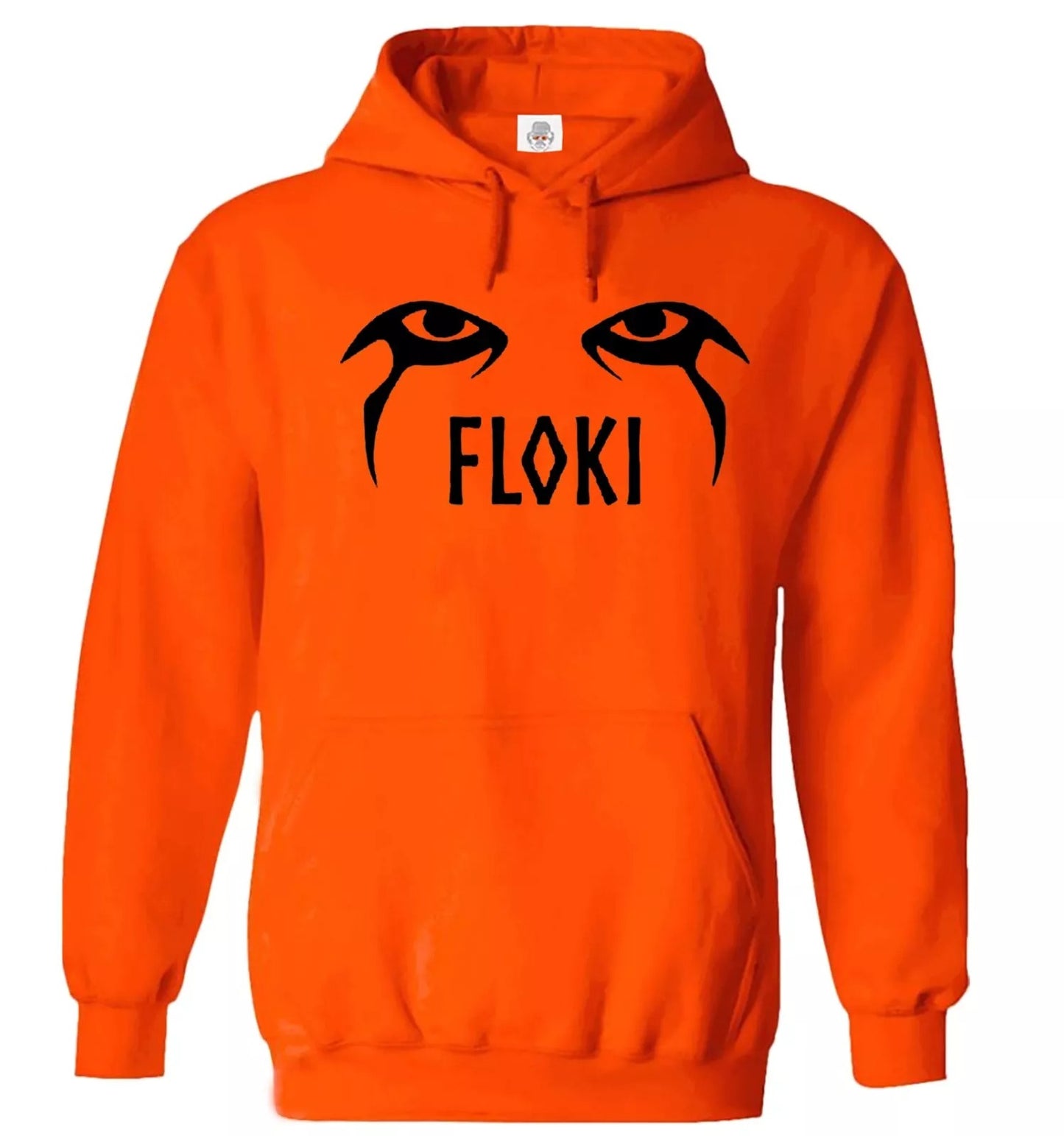 FLOKI VIKINGS EYES HOODY SWEATSHIRT ORANGE HOODY WHITE PRINT FLOKI VIKINGS EYES HOODY SWEATSHIRT