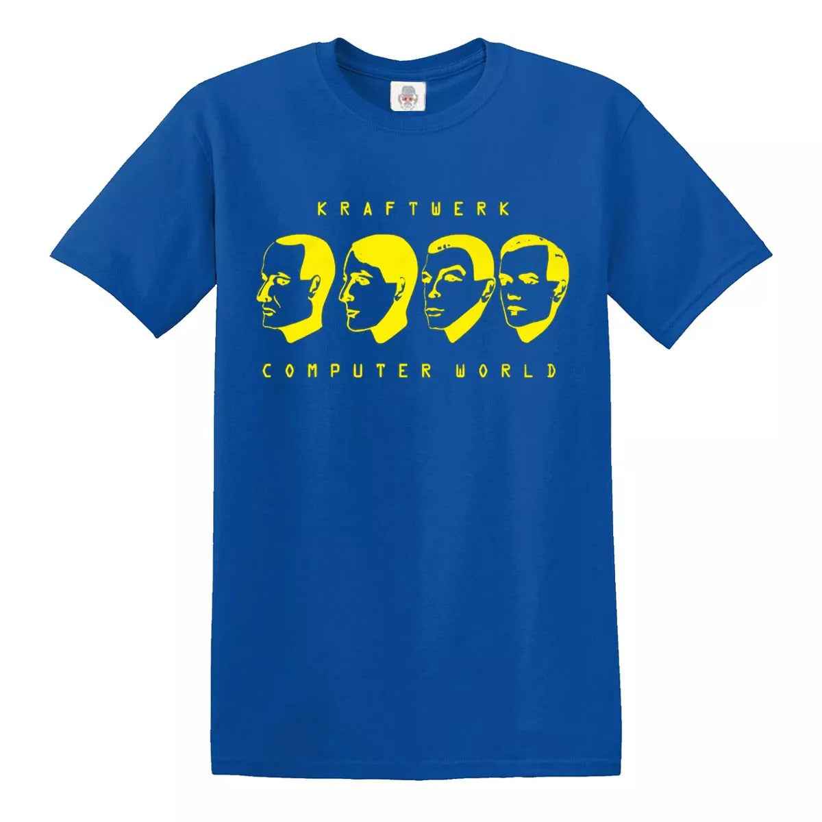 Kraftwerk T-Shirt Computer World ROYAL BLUE T-SHIRT YELLOW PRINT Kraftwerk T-Shirt Computer World
