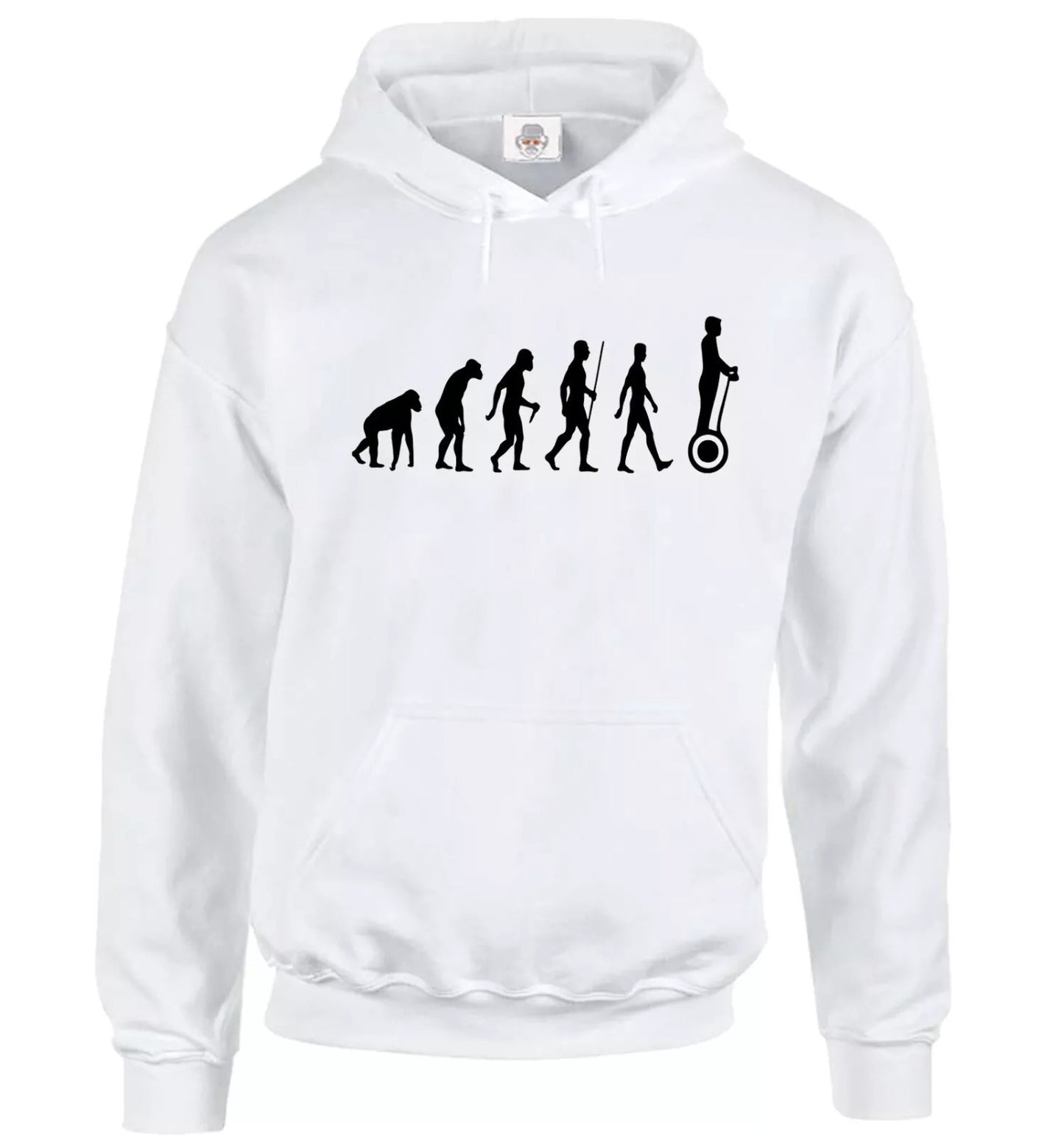 Evolution Of Personal Transporter Hoodie Men's WHITE HOODY BLACK PRINT Evolution Of Personal Transporter Hoodie Men's