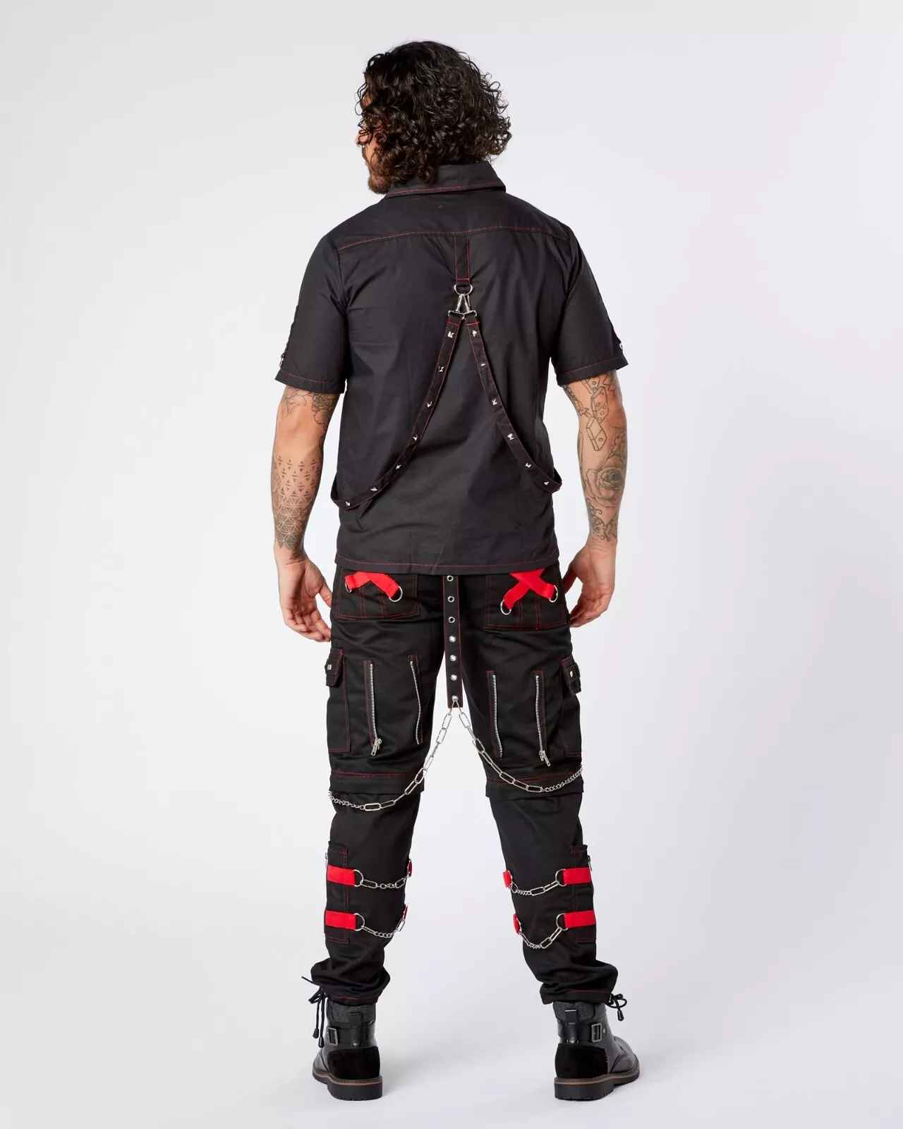 Darkwear Gothic Chain Trousers with Hanging Chains and Metal Studs Darkwear Gothic Chain Trousers with Hanging Chains and Metal Studs