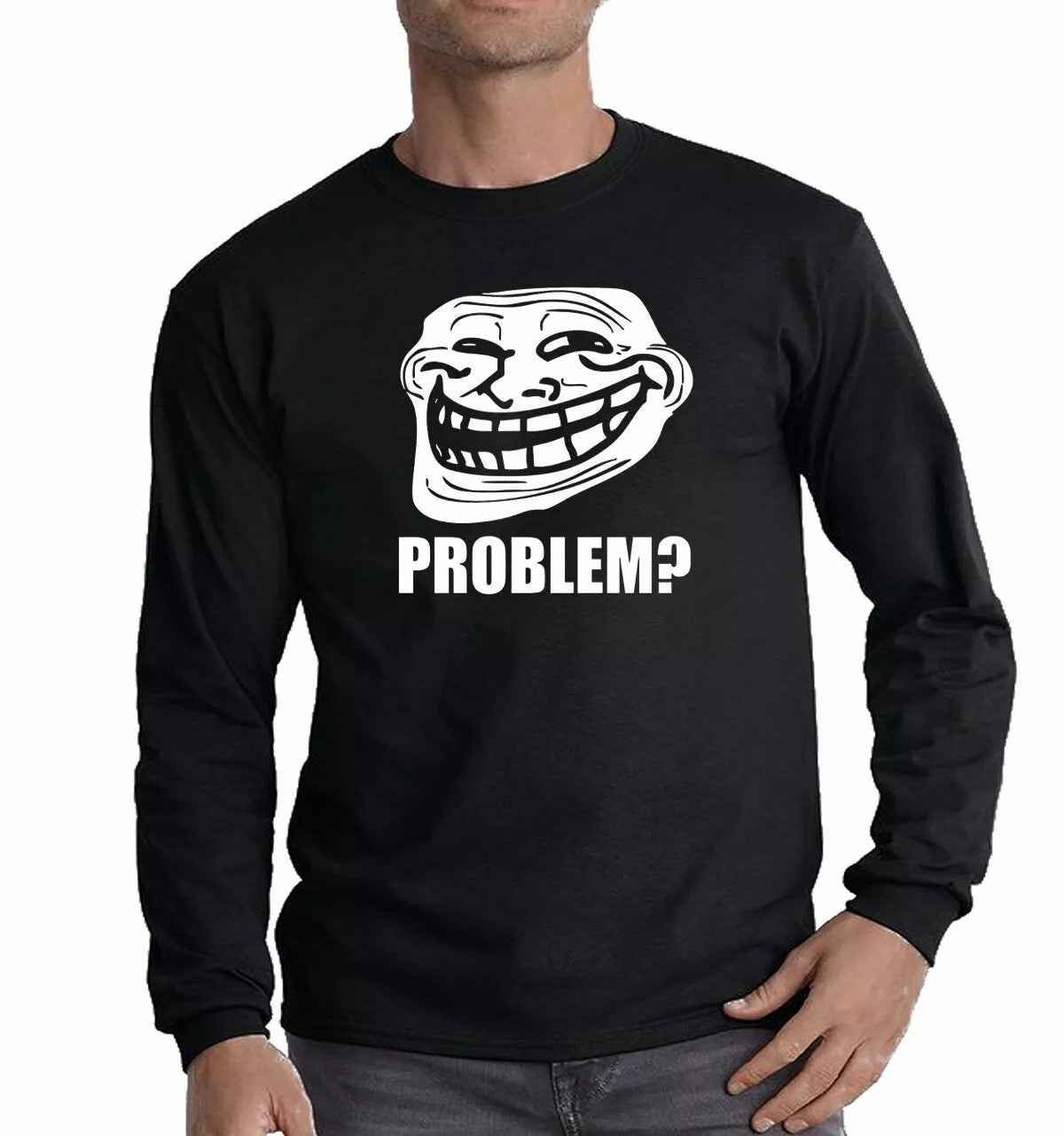 Troll Face Meme T-Shirt Long Sleeve for Men - Funny Gamer Geek Top Troll Face Meme T-Shirt Long Sleeve for Men - Funny Gamer Geek Top