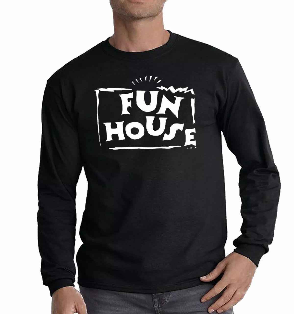 Fun House Long Sleeve Retro Funny T-Shirt for Men's Fancy Dress Party and TV Dance Fun House Long Sleeve Retro Funny T-Shirt for Men's Fancy Dress Party and TV Dance