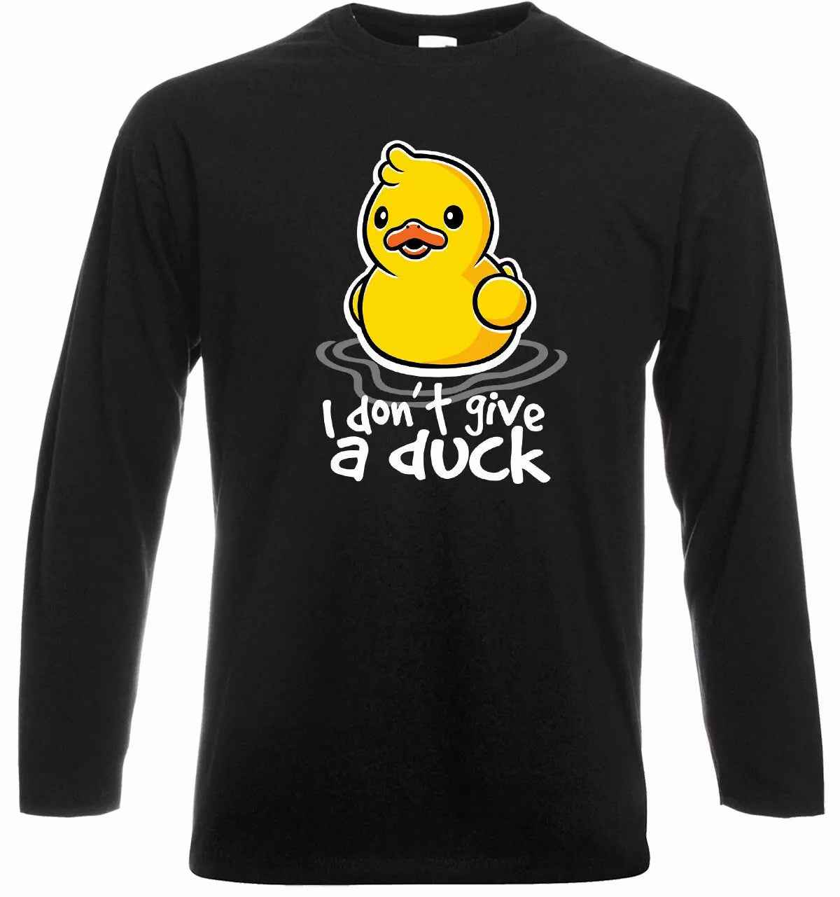 Funny Duck T-Shirt I Don't Give A Duck Men's Long Sleeve Tee Party Joke Gift Top Funny Duck T-Shirt I Don't Give A Duck Men's Long Sleeve Tee Party Joke Gift Top