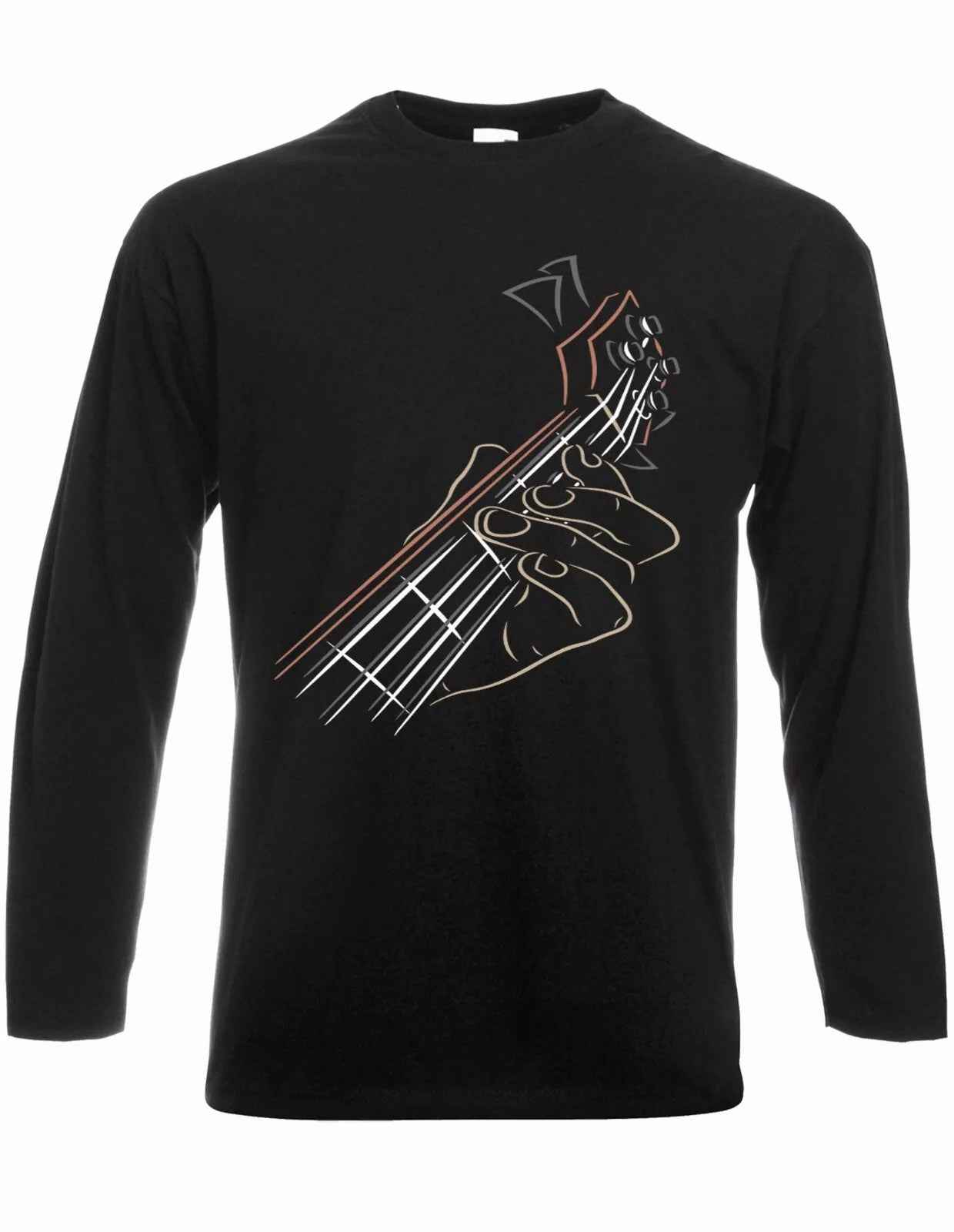 Guitar Skeleton T-Shirt for Men - Long Sleeve Music Metal Goth Punk Design Guitar Skeleton T-Shirt for Men - Long Sleeve Music Metal Goth Punk Design