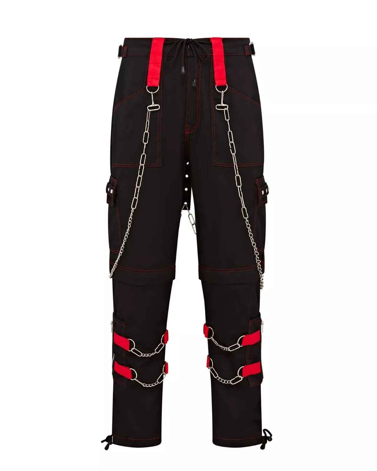 Darkwear Gothic Chain Trousers with Hanging Chains and Metal Studs Darkwear Gothic Chain Trousers with Hanging Chains and Metal Studs