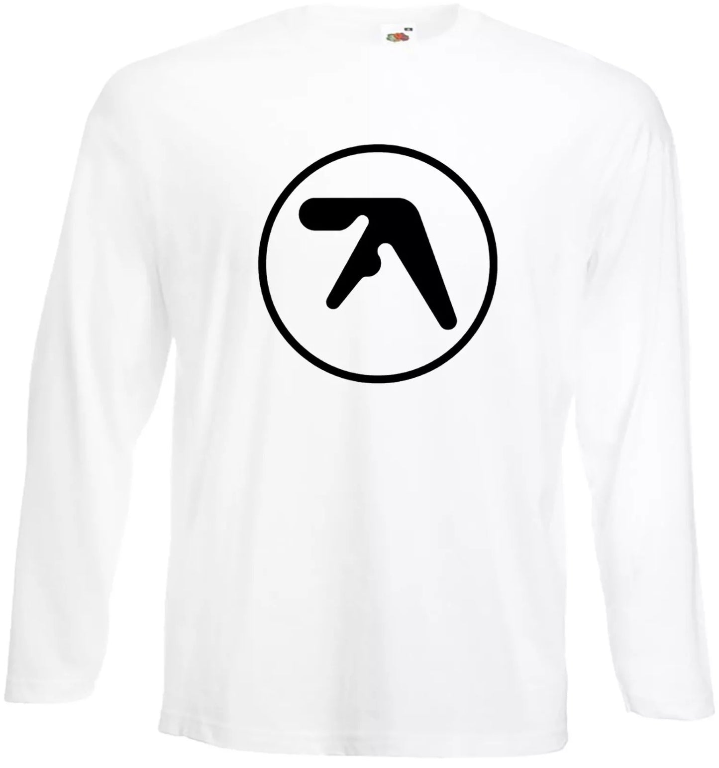 Aphex Twin Long Sleeve Funny T-Shirt Men's WHITE LONG SLEEVE BLACK PRINT Aphex Twin Long Sleeve Funny T-Shirt Men's