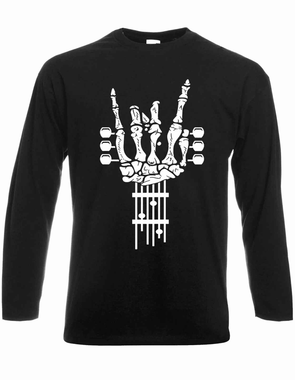 Rock On Goth Punk Guitar T-Shirt Long Sleeve Music Metal Skeleton Skull Rock On Goth Punk Guitar T-Shirt Long Sleeve Music Metal Skeleton Skull