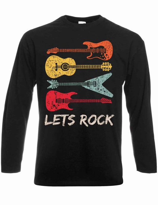 Lets Rock Mens Long Sleeve T-Shirt Rock Music T-Shirt Funny Birthday Gift Lets Rock Mens Long Sleeve T-Shirt Rock Music T-Shirt Funny Birthday Gift