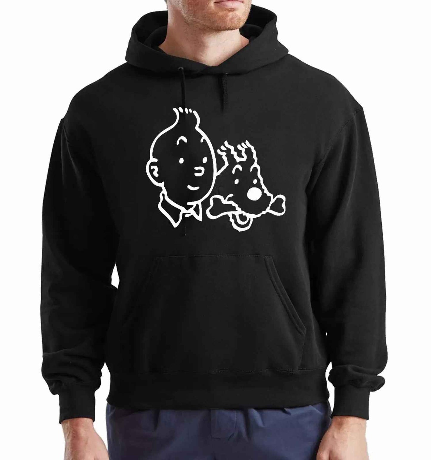 Tim Struppi Tintin Hoody Sweatshirt Men's Adventures Of Tintin 90s Funny Dog Hoodie Tim Struppi Tintin Hoody Sweatshirt Men's Adventures Of Tintin 90s Funny Dog Hoodie