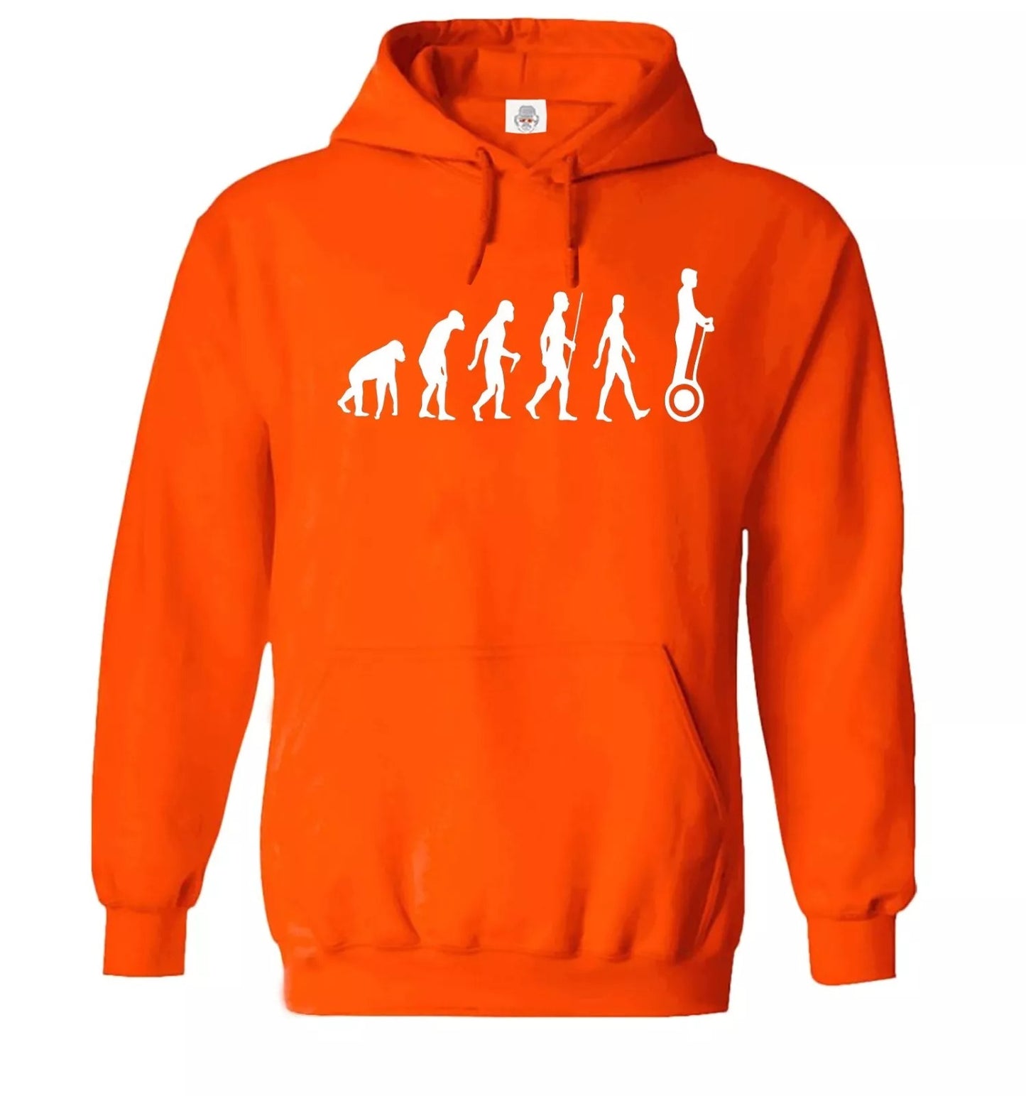 Evolution Of Personal Transporter Hoodie Men's ORANGE HOODY WHITE PRINT Evolution Of Personal Transporter Hoodie Men's