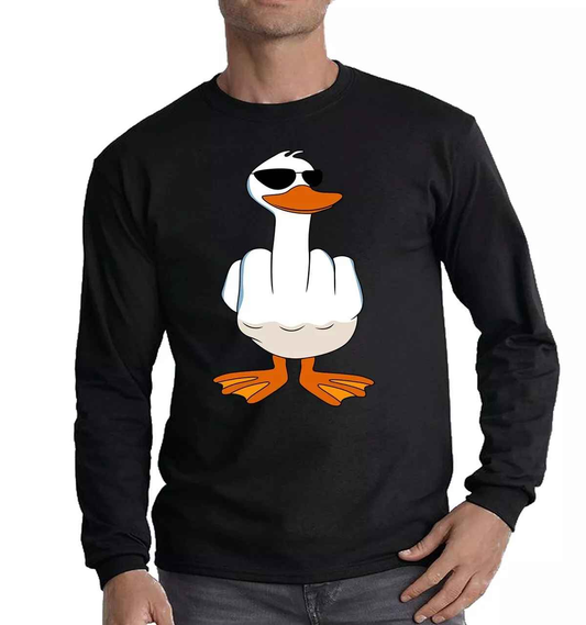 Funny Middle Finger T-Shirt I Don't Give A Duck Longsleeve Party Top Funny Middle Finger T-Shirt I Don't Give A Duck Longsleeve Party Top