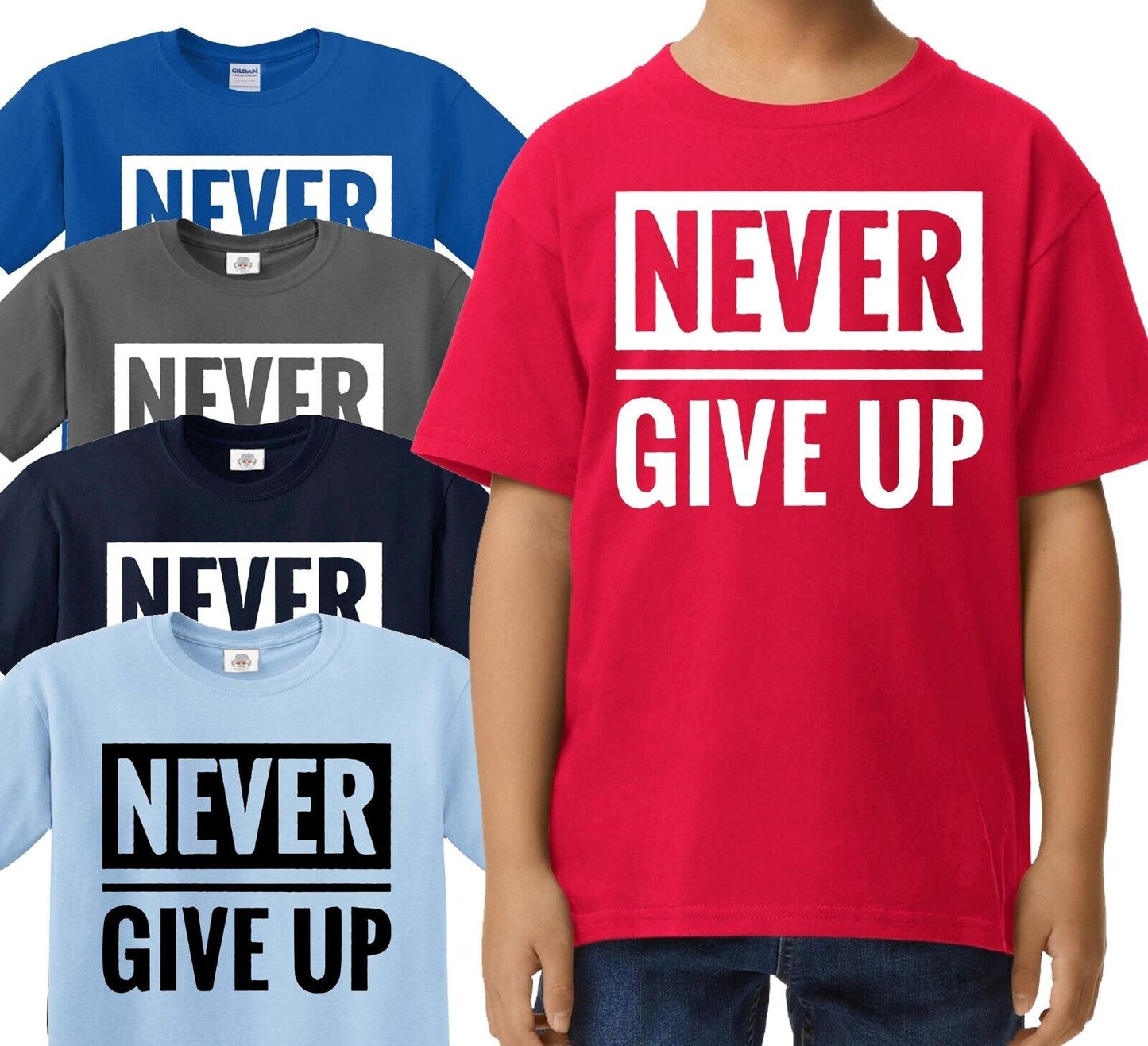 NEVER GIVE UP Slogan Geometric | KID'S T-SHIRT NEVER GIVE UP Slogan Geometric | KID'S T-SHIRT