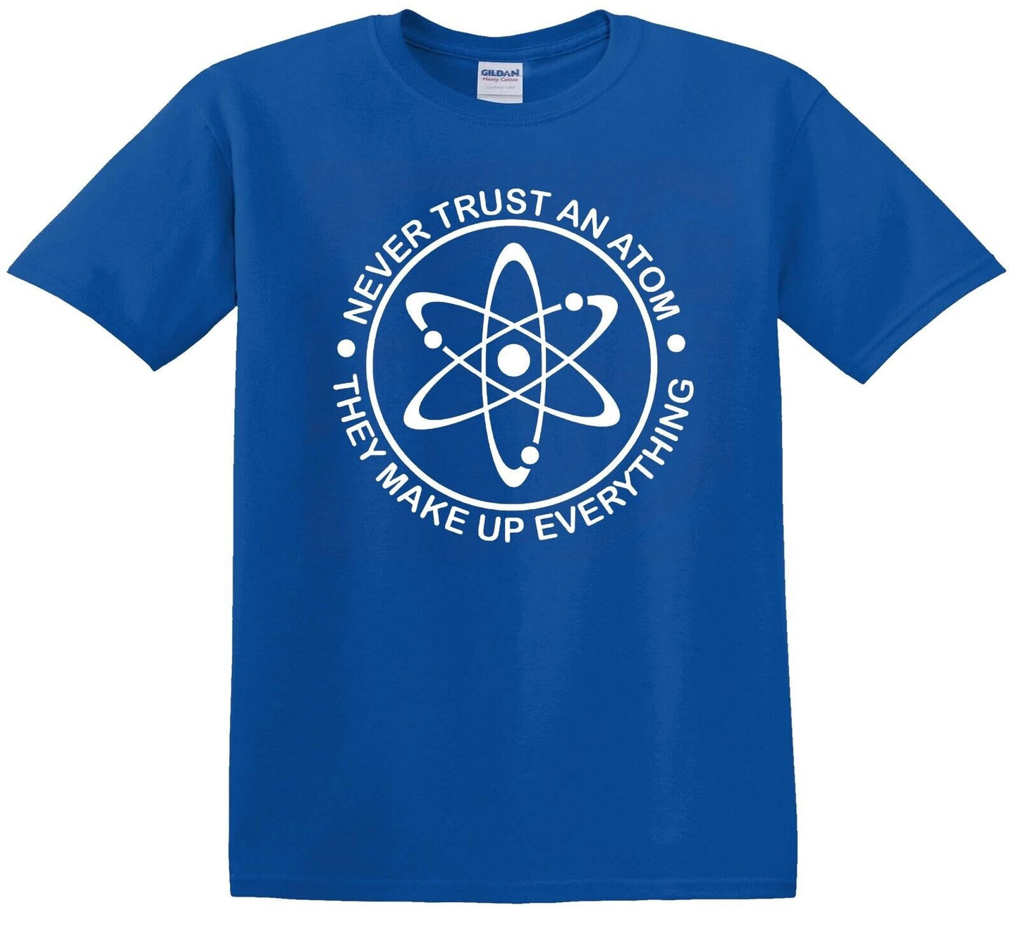 Never Trust an Atom | KID'S T-SHIRT ROYAL BLUE T-SHIRT WHITE PRINT Never Trust an Atom | KID'S T-SHIRT