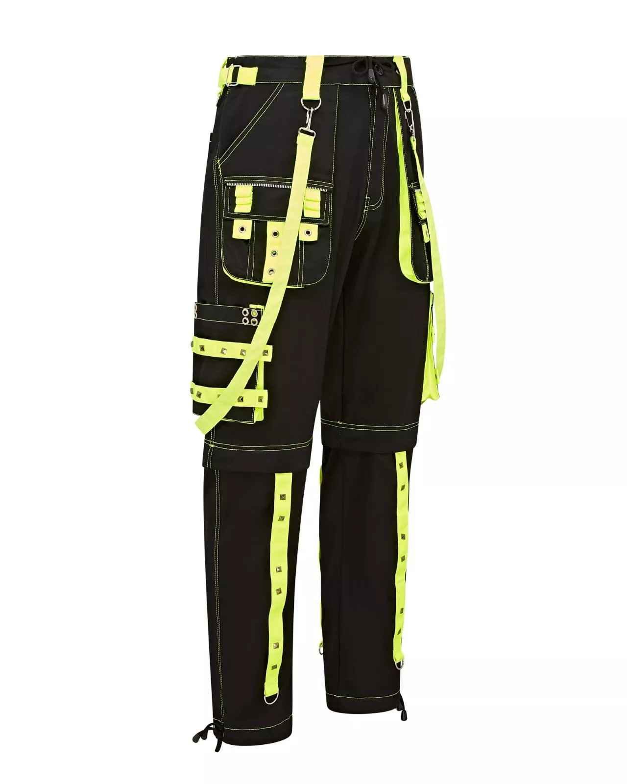 Darkwear Neon Green Cargo Pants with 6 Pockets for Goth Punk Metal Rock Style Darkwear Neon Green Cargo Pants with 6 Pockets for Goth Punk Metal Rock Style