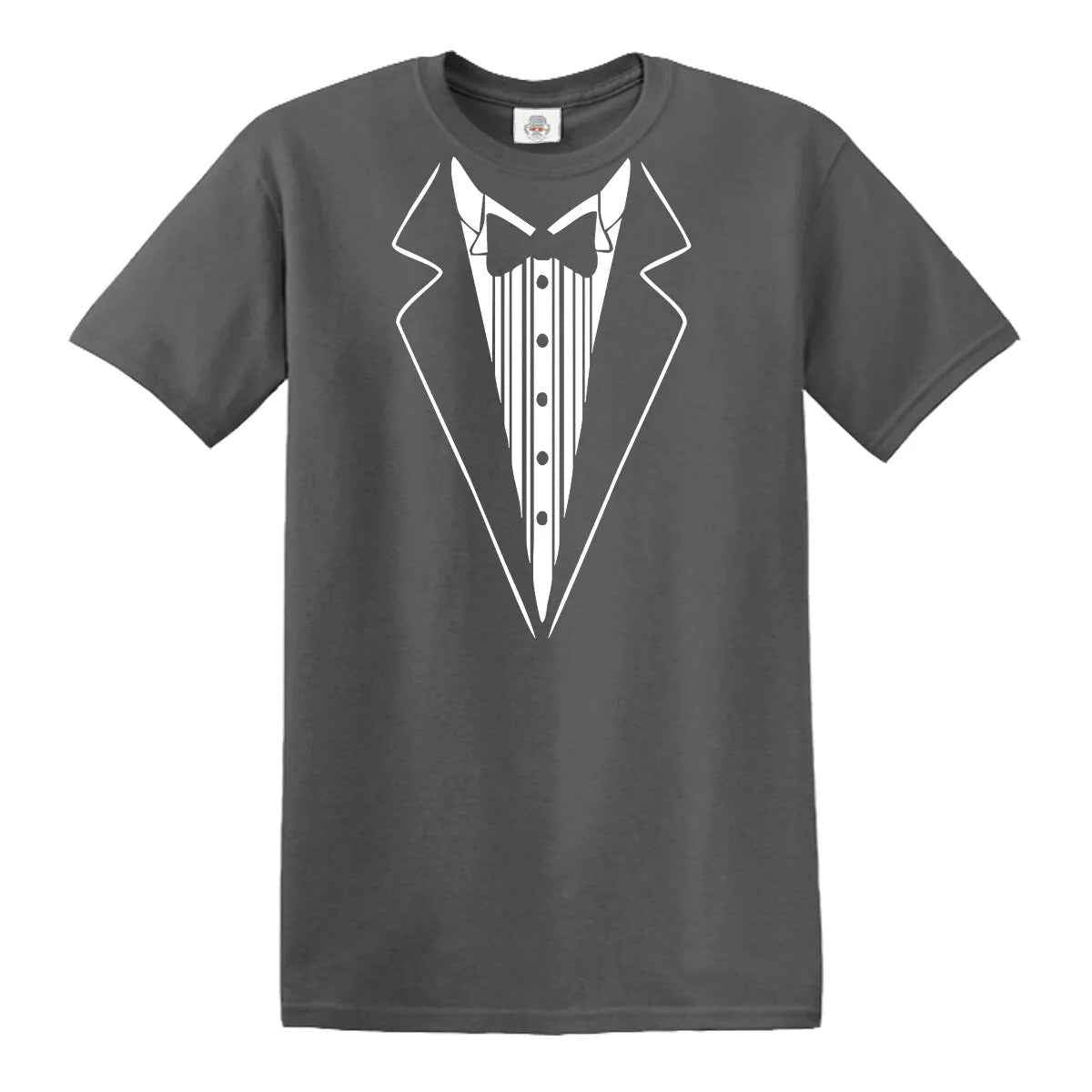 Tuxedo Funny T-Shirt for Men -Party Gift CHARCOAL T-SHIRT WHITE PRINT Tuxedo Funny T-Shirt for Men -Party Gift