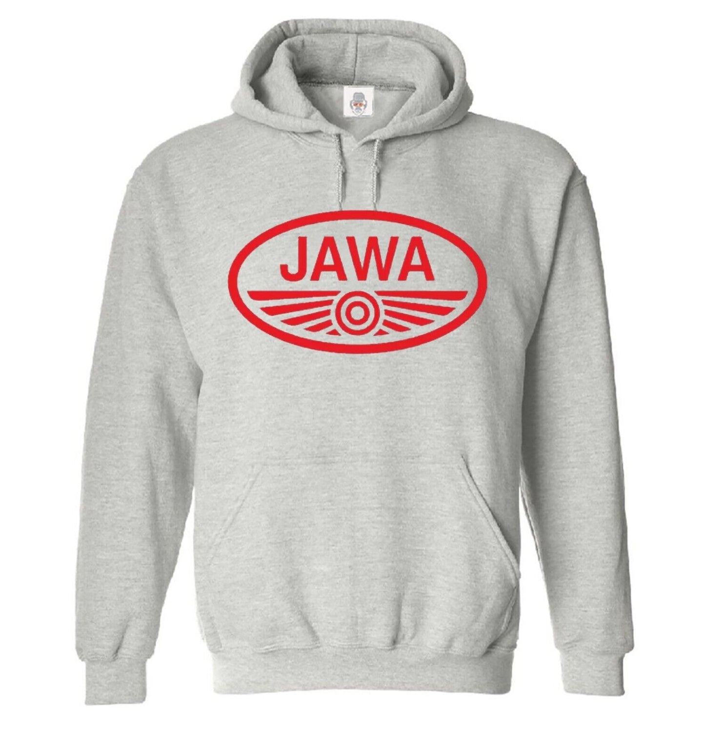 Jawa Hoody Logo Motorbike Motorcycle Hood Men's SPORT GREY HOODY RED PRINT Jawa Hoody Logo Motorbike Motorcycle Hood Men's