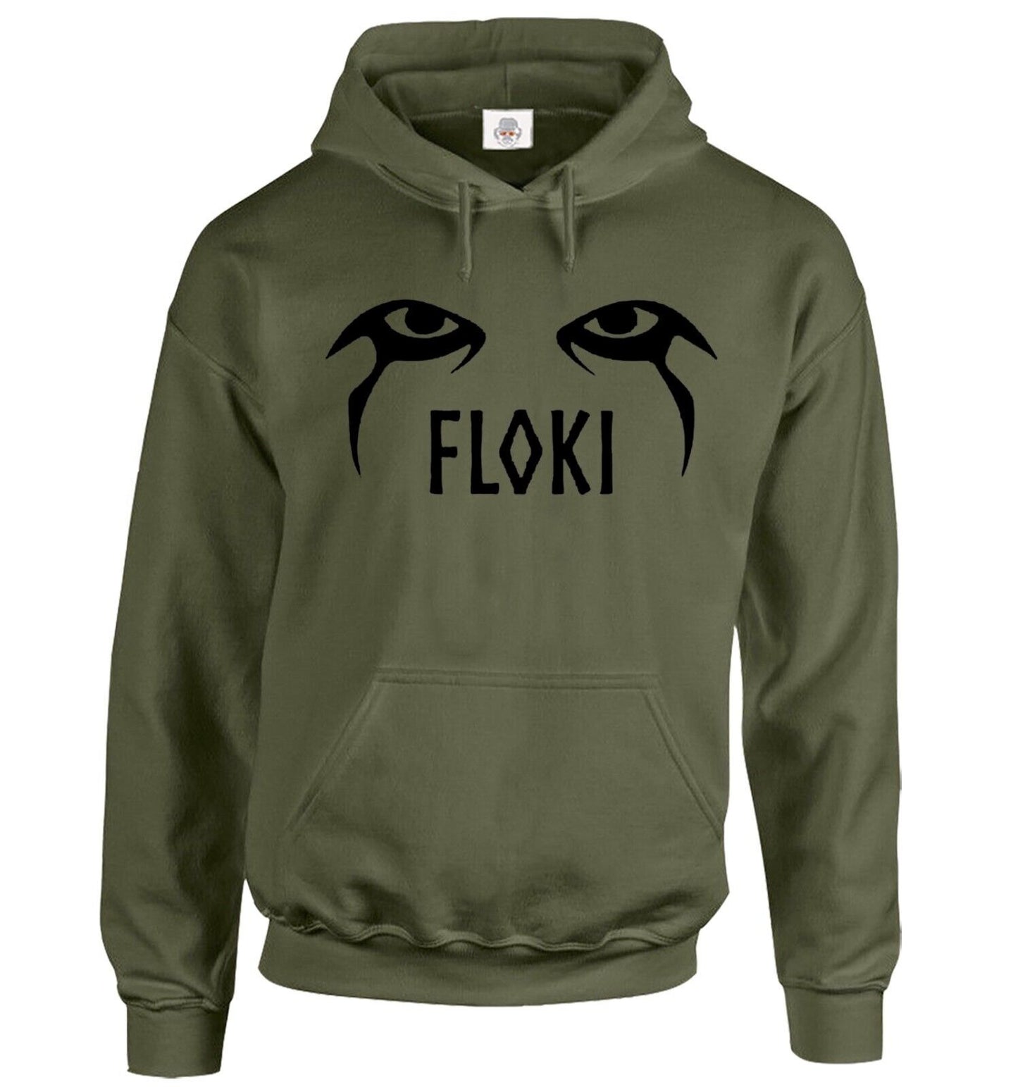 FLOKI VIKINGS EYES HOODY SWEATSHIRT OLIVE HOODY BLACK PRINT FLOKI VIKINGS EYES HOODY SWEATSHIRT
