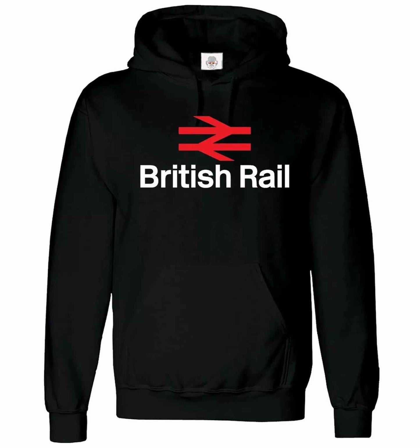 New British Rail Hoody Sweatshirt Mens Hood Funny Train Retro Logo Symbol Hoodie BLACK HOODY WHITE PRINT New British Rail Hoody Sweatshirt Mens Hood Funny Train Retro Logo Symbol Hoodie