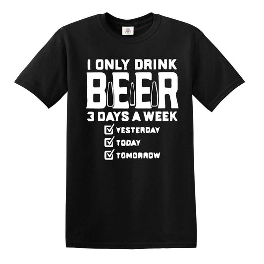 DRINK BEER 3 DAYS A WEEK | MEN'S T-SHIRT BLACK T-SHIRT WHITE PRINT DRINK BEER 3 DAYS A WEEK | MEN'S T-SHIRT